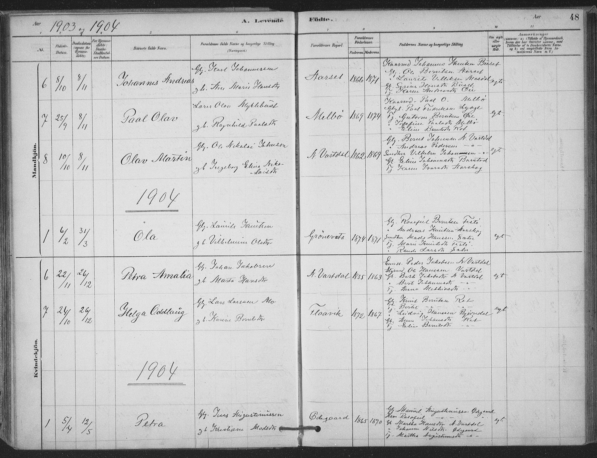 Ministerialprotokoller, klokkerbøker og fødselsregistre - Møre og Romsdal, AV/SAT-A-1454/514/L0199: Parish register (official) no. 514A01, 1878-1912, p. 48