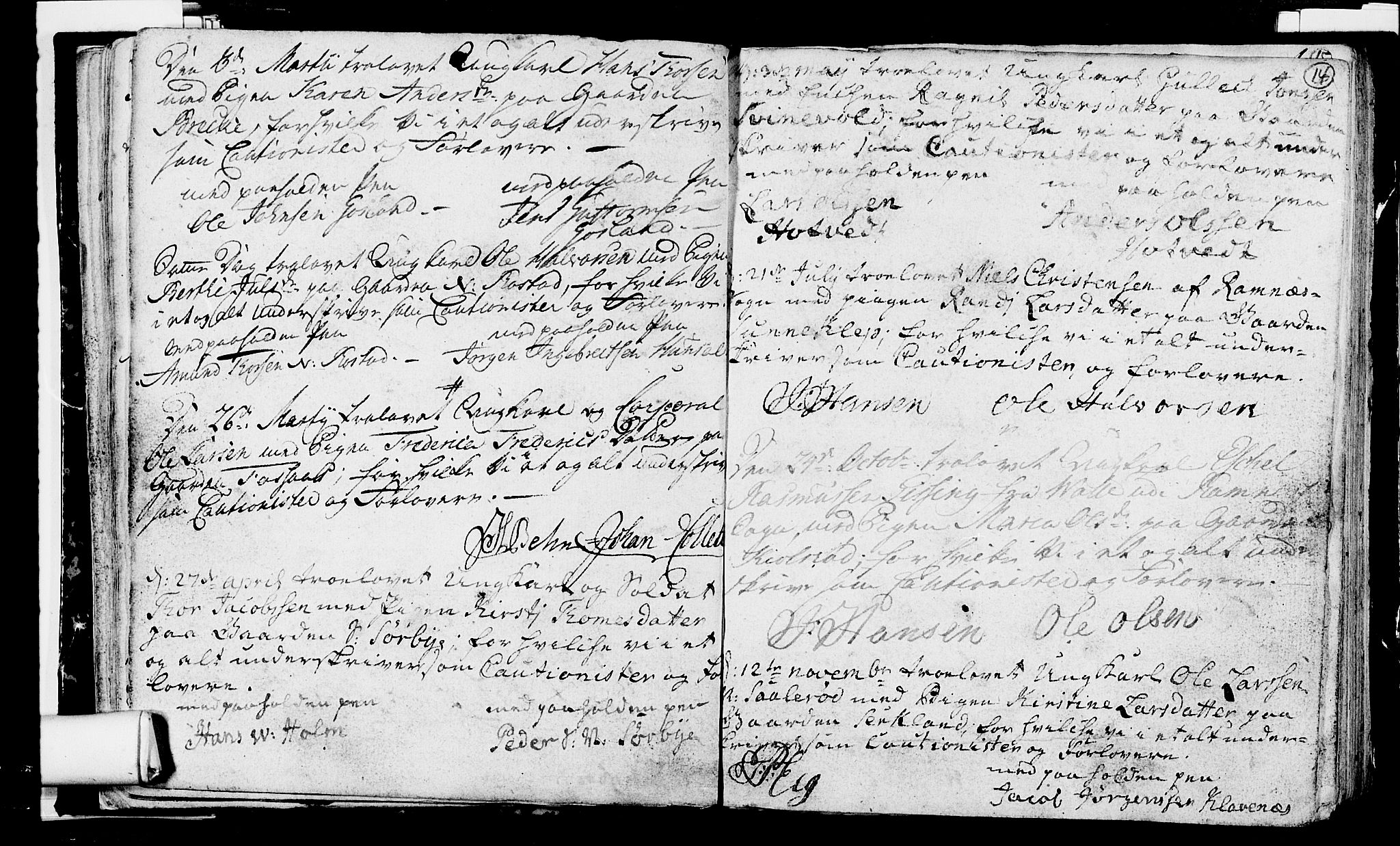 Våle kirkebøker, SAKO/A-334/H/Hb/L0002: Best man's statements no. 2, 1756-1799, p. 14