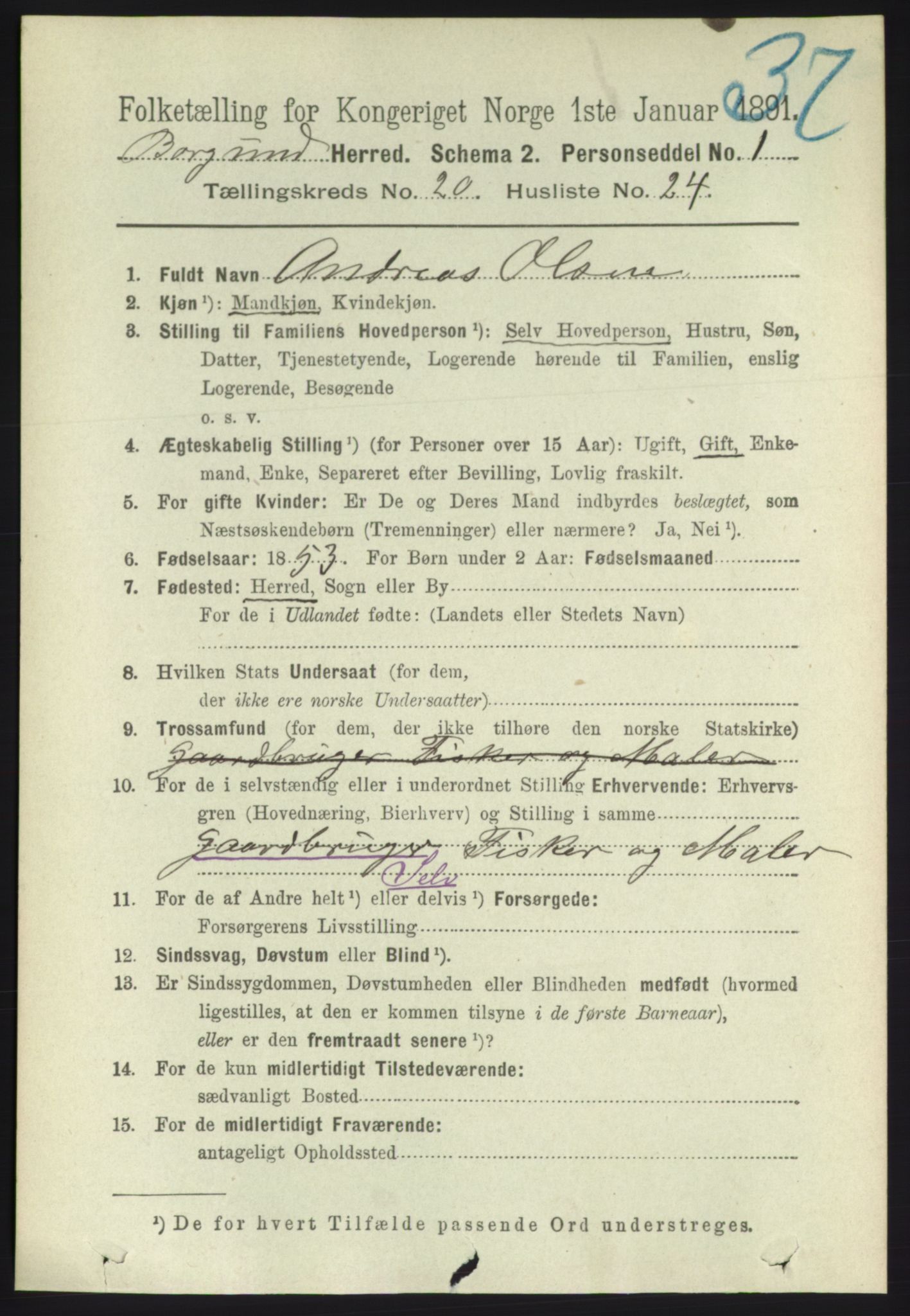 RA, 1891 census for 1531 Borgund, 1891, p. 6294