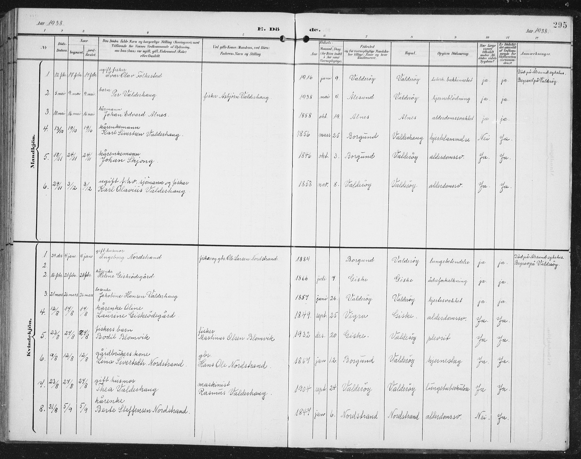 Ministerialprotokoller, klokkerbøker og fødselsregistre - Møre og Romsdal, AV/SAT-A-1454/534/L0489: Parish register (copy) no. 534C01, 1899-1941, p. 295