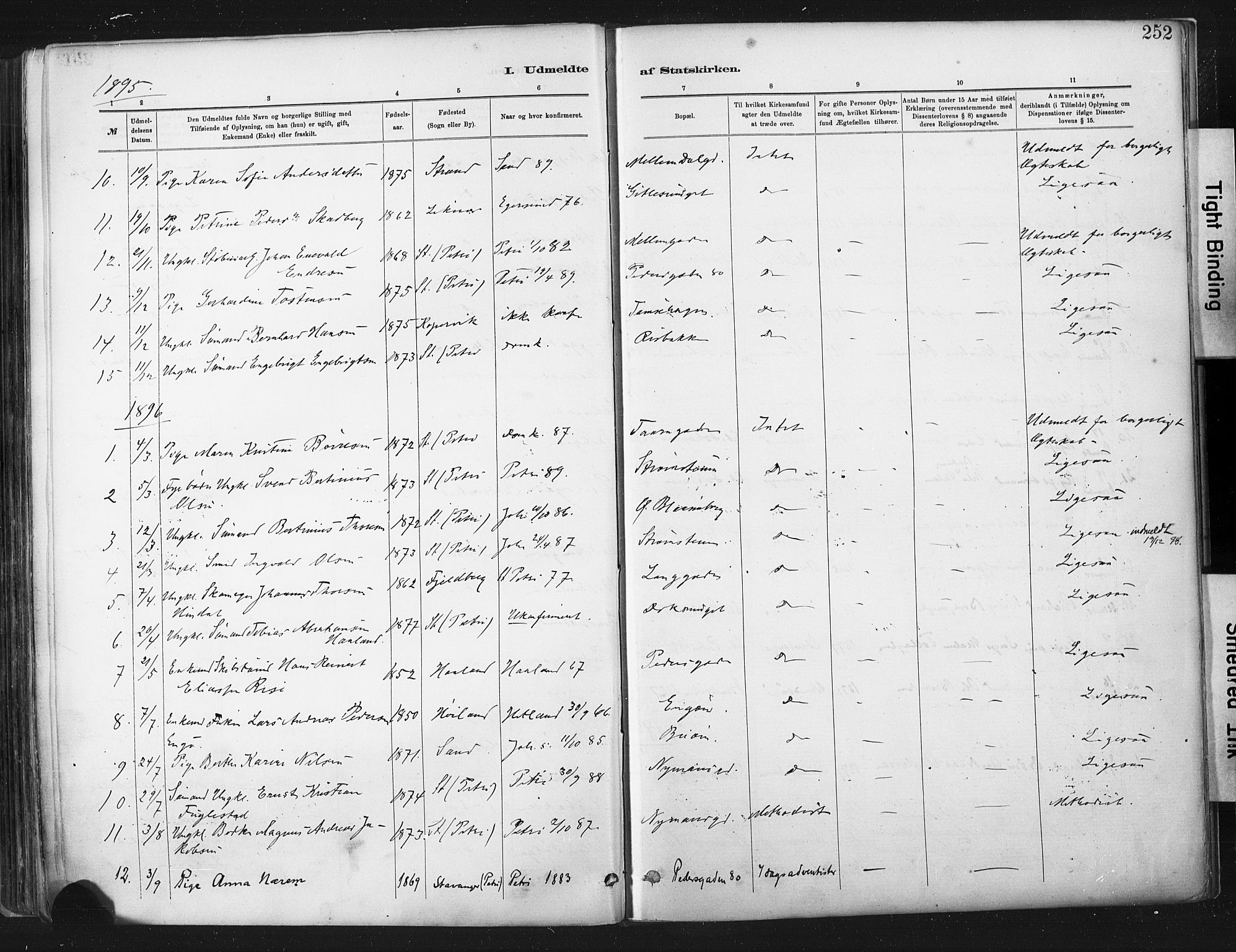 St. Johannes sokneprestkontor, SAST/A-101814/001/30/30BA/L0003: Parish register (official) no. A 3, 1885-1910, p. 252