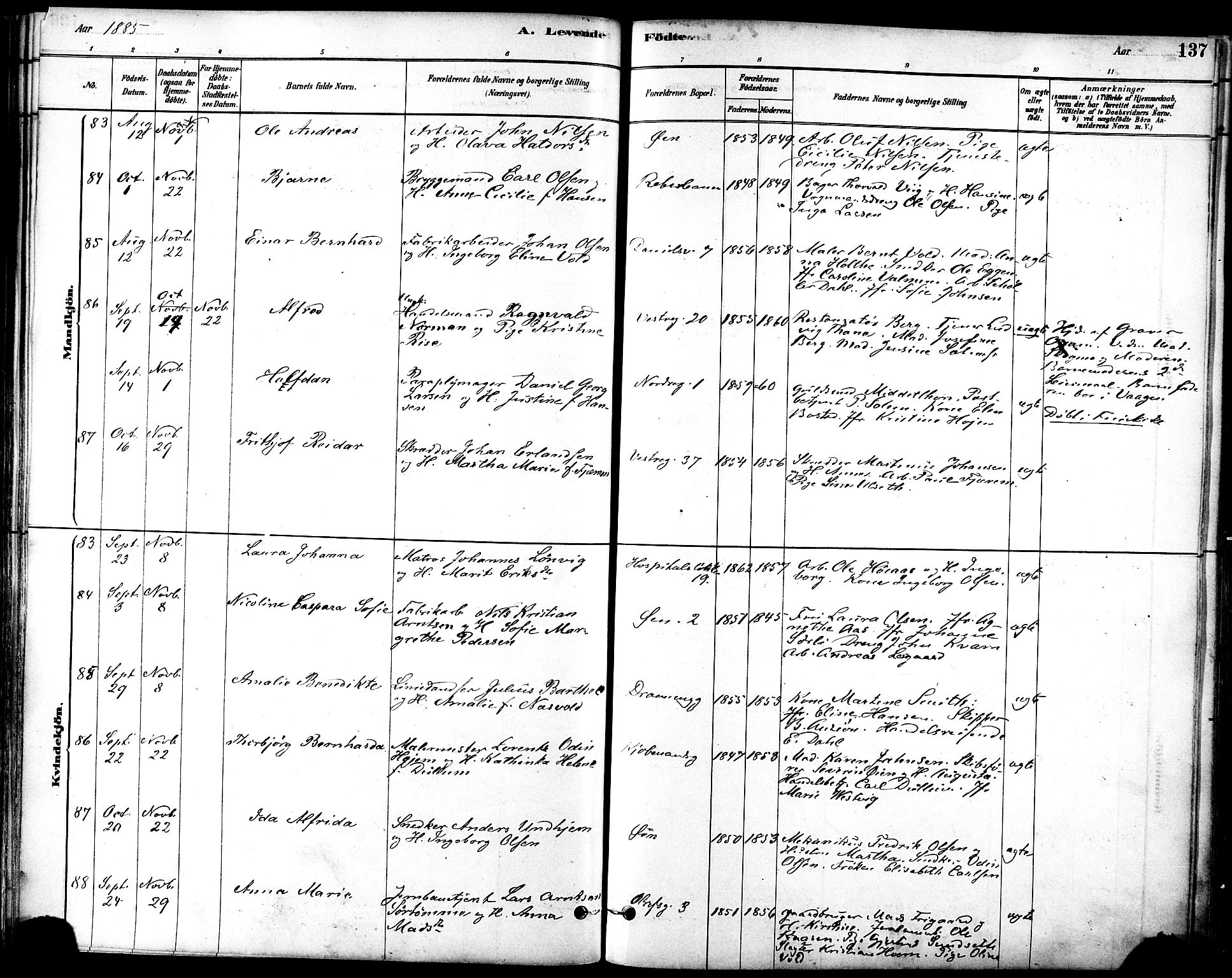 Ministerialprotokoller, klokkerbøker og fødselsregistre - Sør-Trøndelag, AV/SAT-A-1456/601/L0057: Parish register (official) no. 601A25, 1877-1891, p. 137