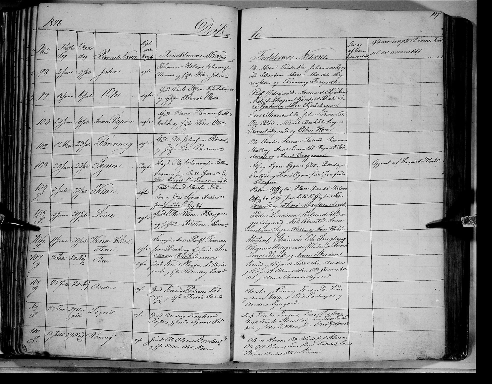 Lom prestekontor, SAH/PREST-070/K/L0006: Parish register (official) no. 6A, 1837-1863, p. 107
