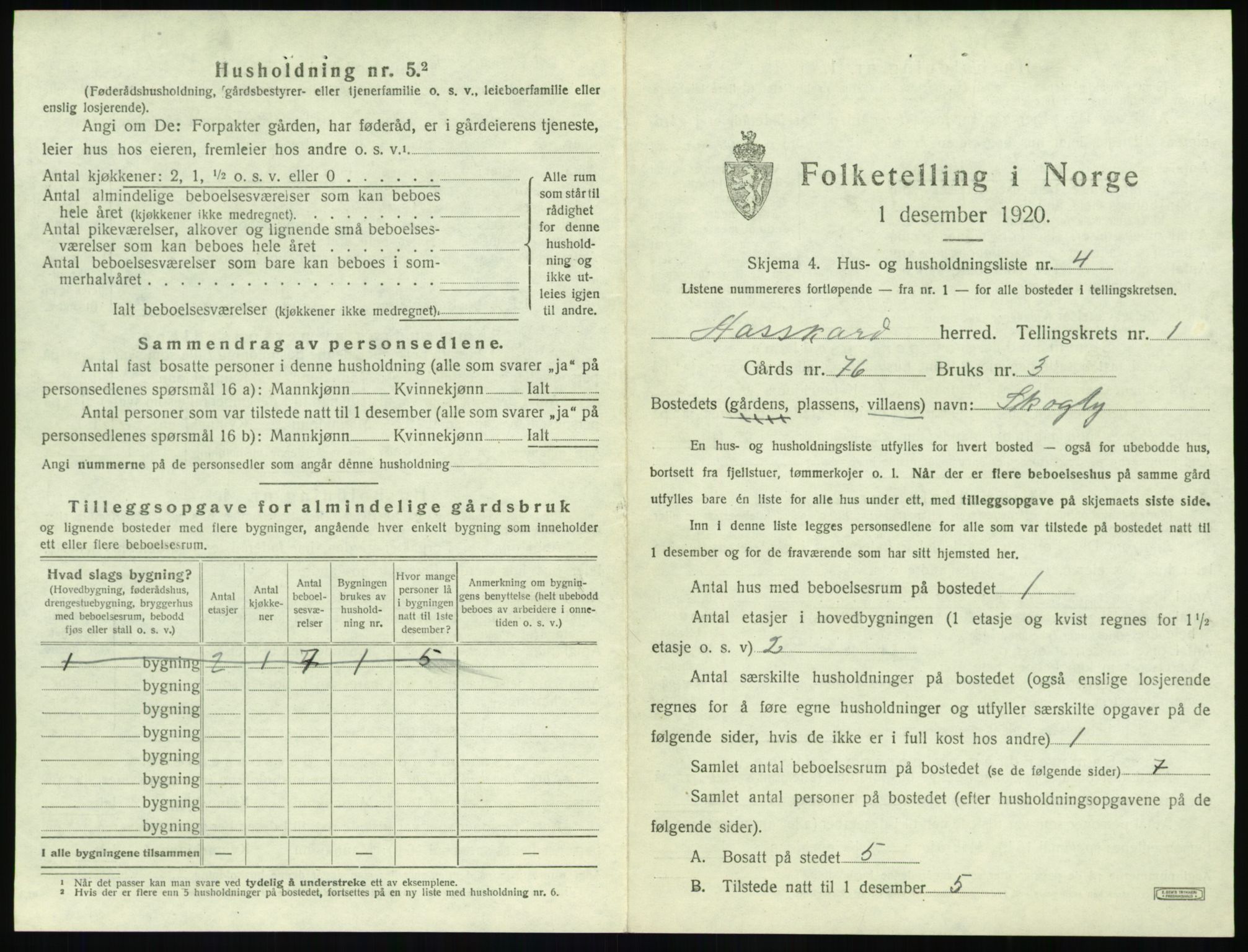 SAT, 1920 census for Åsskard, 1920, p. 27