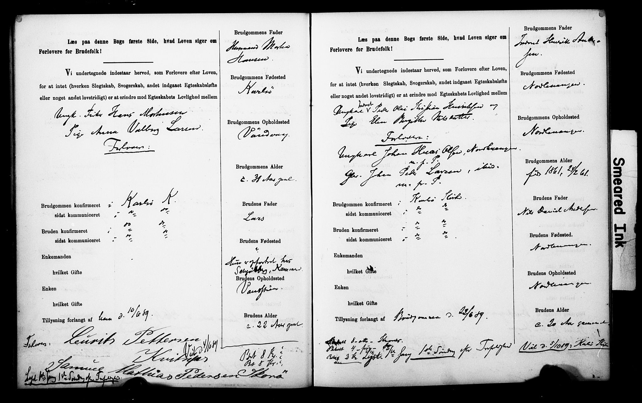 Uten arkivreferanse**, SAT/-: Banns register no. 1 /1 (Trøgstad), 1886-1891