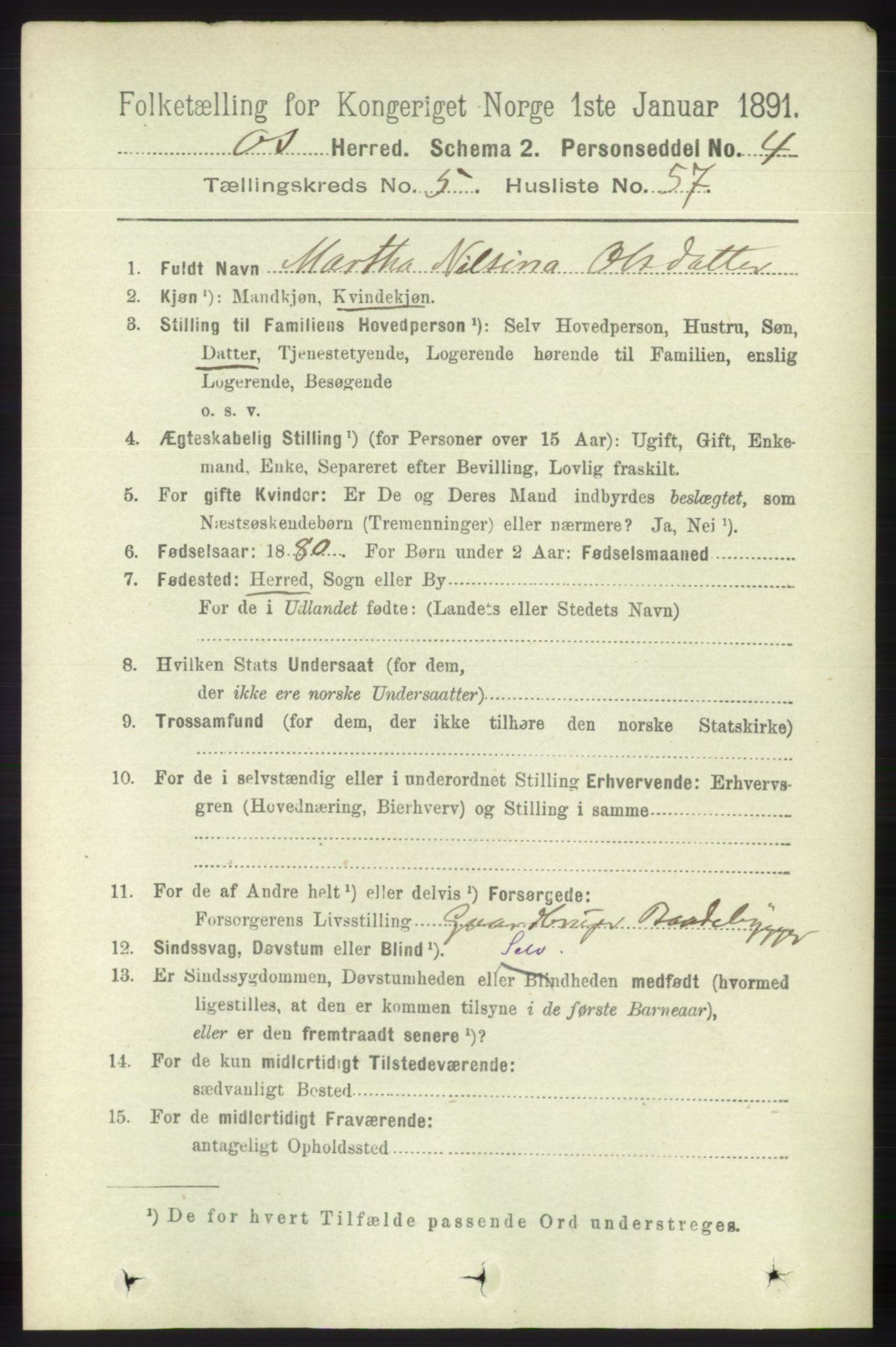 RA, 1891 census for 1243 Os, 1891, p. 1282