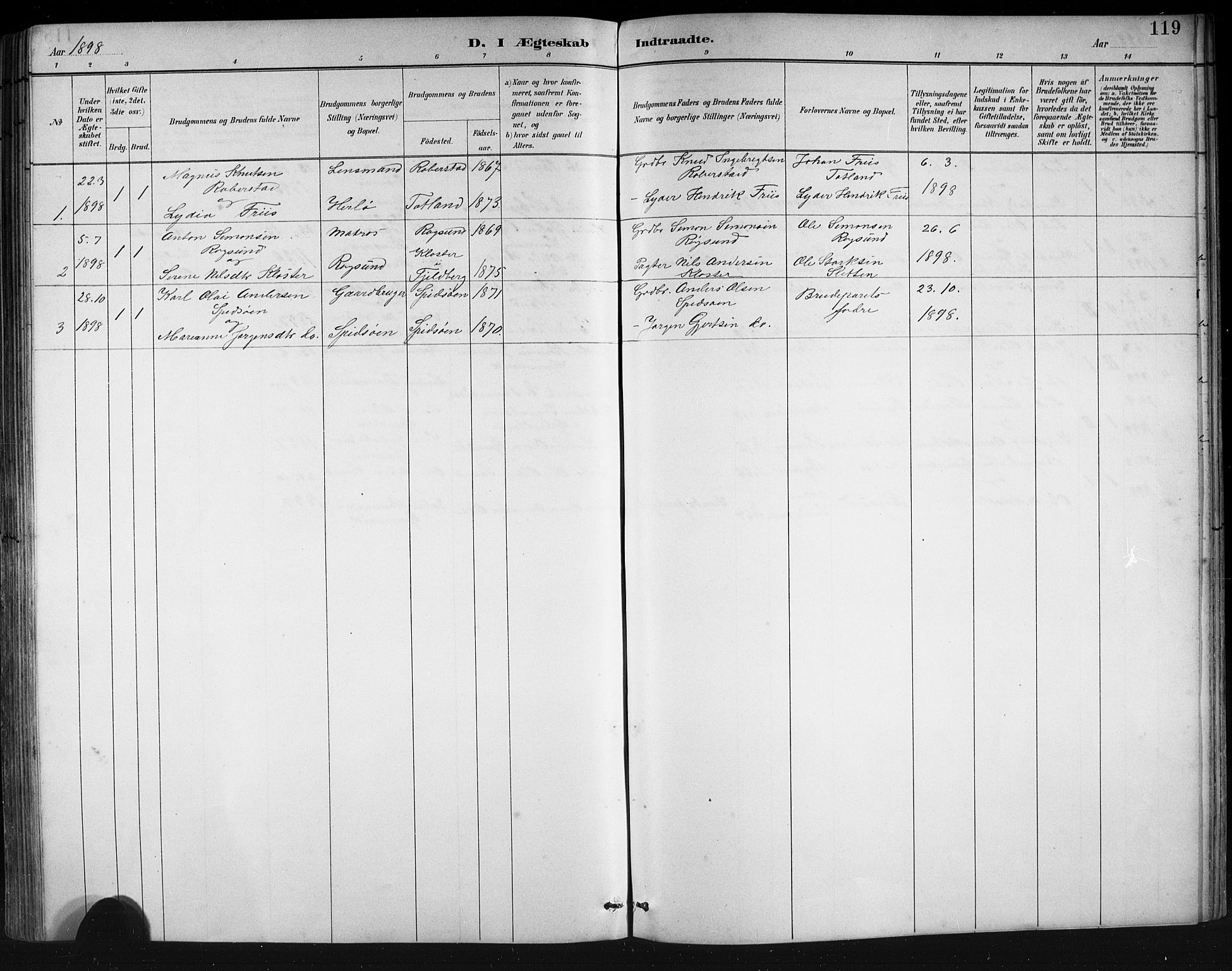 Finnås sokneprestembete, AV/SAB-A-99925/H/Ha/Hab/Haba/L0003: Parish register (copy) no. A 3, 1883-1900, p. 119