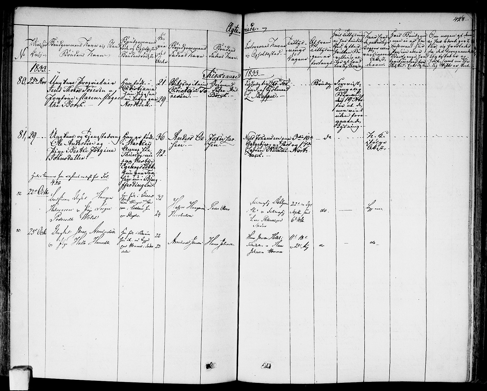 Aker prestekontor kirkebøker, SAO/A-10861/F/L0013: Parish register (official) no. 13, 1828-1837, p. 428