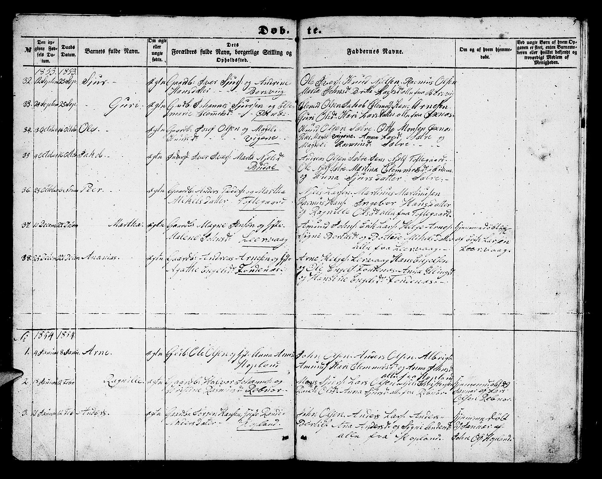 Lindås Sokneprestembete, SAB/A-76701/H/Hab: Parish register (copy) no. C 1, 1853-1867, p. 5