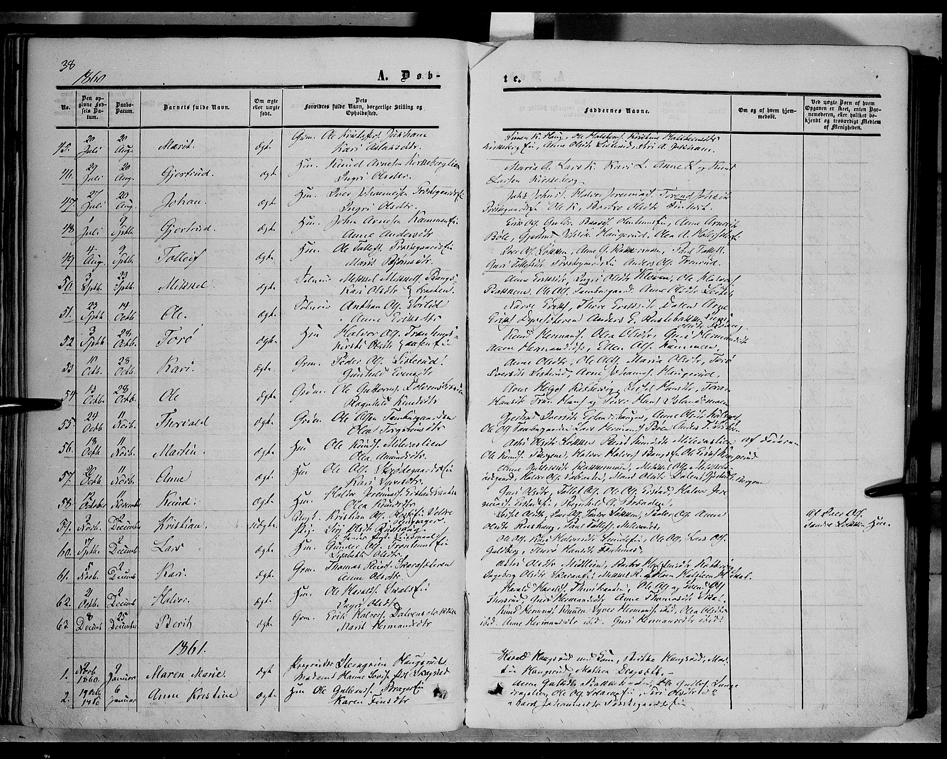 Sør-Aurdal prestekontor, AV/SAH-PREST-128/H/Ha/Haa/L0005: Parish register (official) no. 5, 1849-1876, p. 38