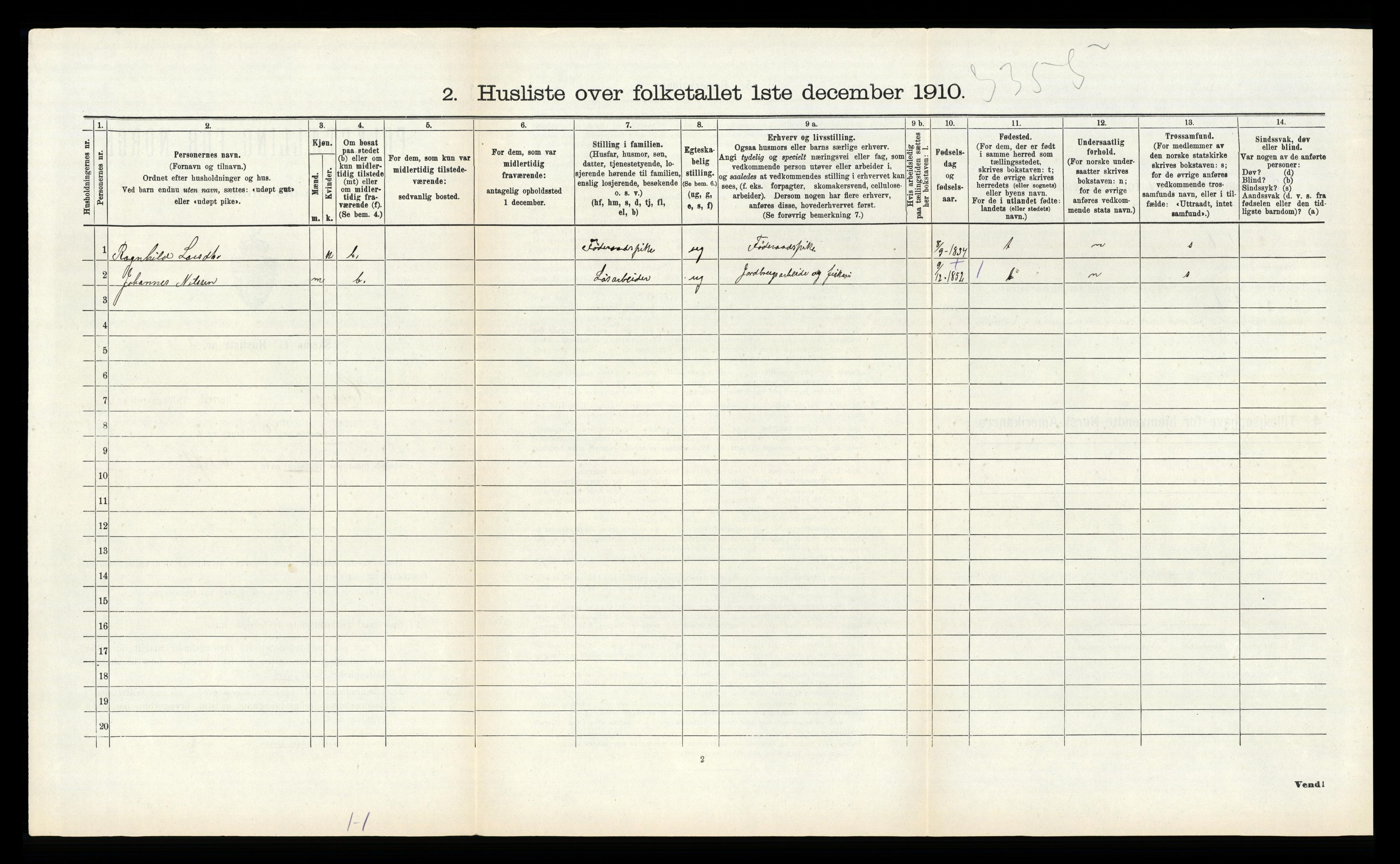 RA, 1910 census for Hosanger, 1910, p. 615