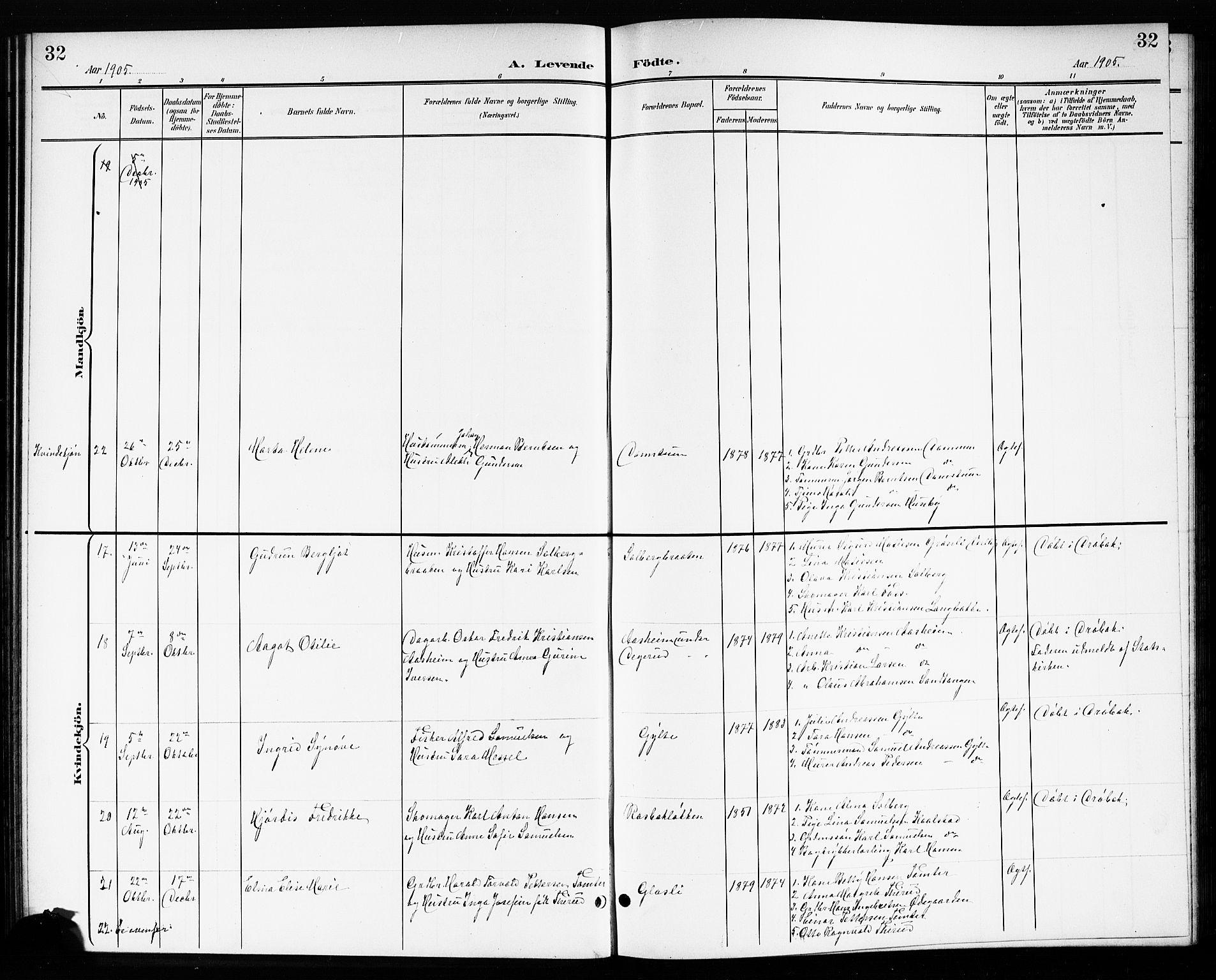 Drøbak prestekontor Kirkebøker, SAO/A-10142a/G/Gb/L0001: Parish register (copy) no. II 1, 1901-1919, p. 32