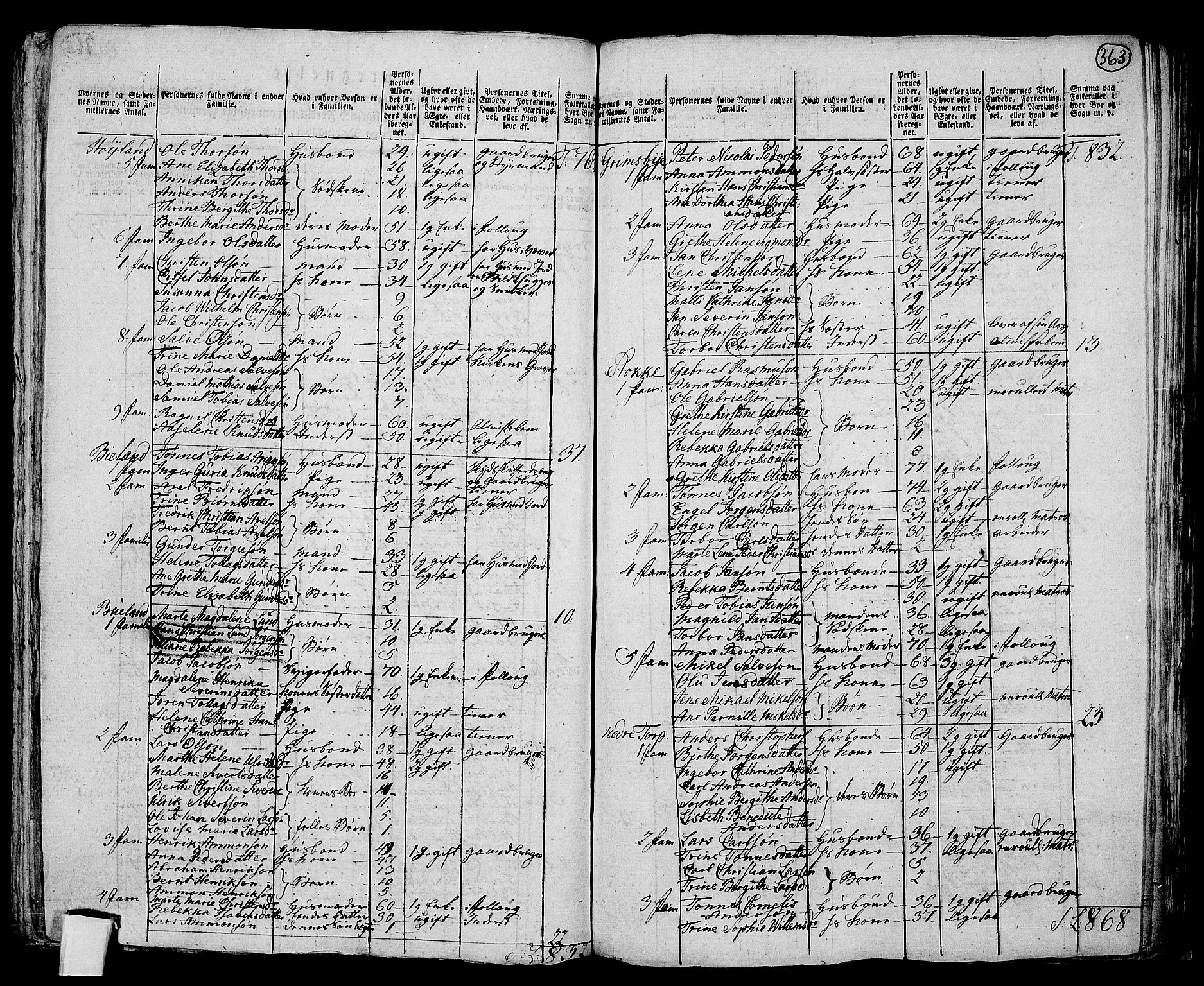 RA, 1801 census for 1041P Vanse, 1801, p. 362b-363a