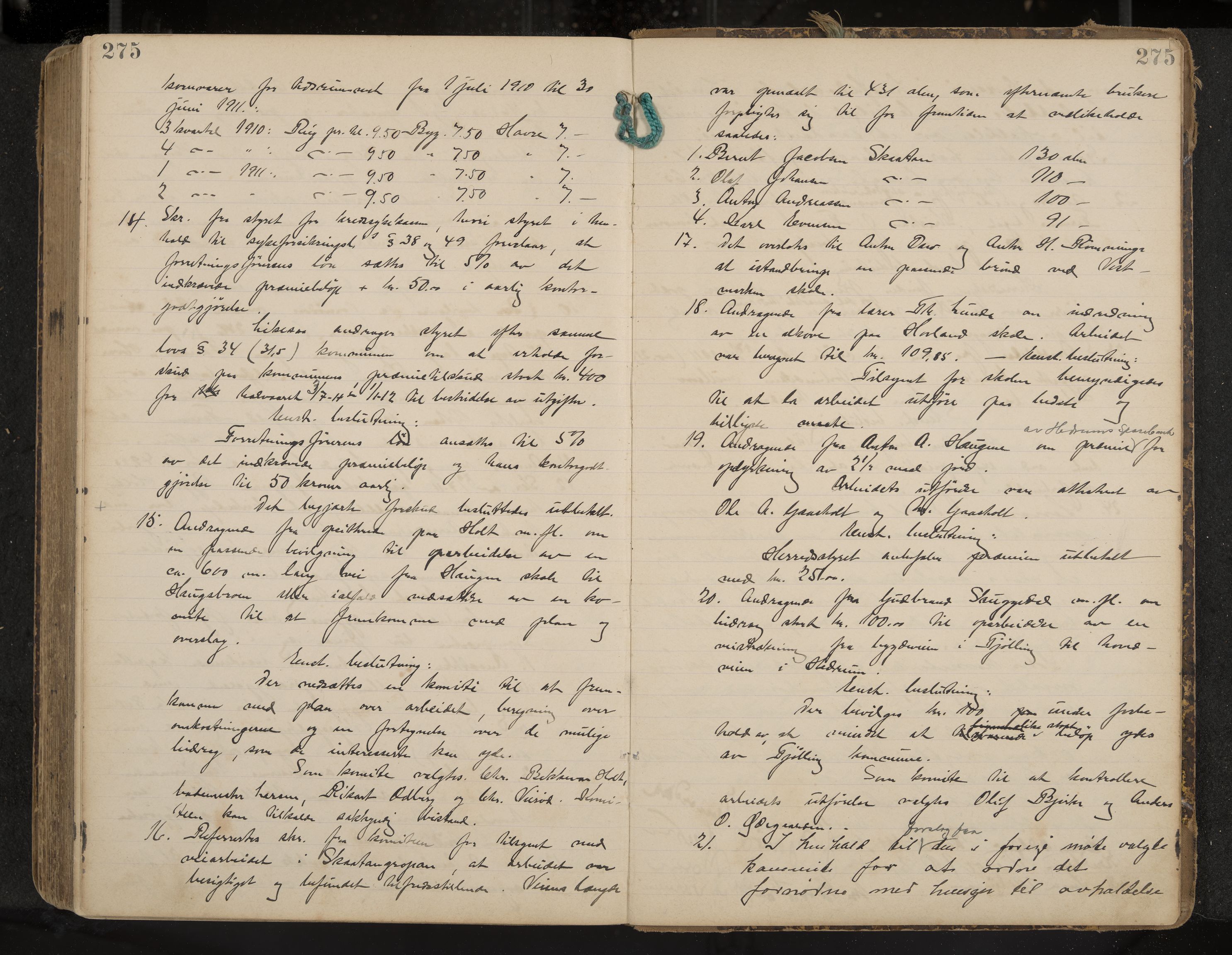 Hedrum formannskap og sentraladministrasjon, IKAK/0727021/A/Aa/L0005: Møtebok, 1899-1911, p. 275