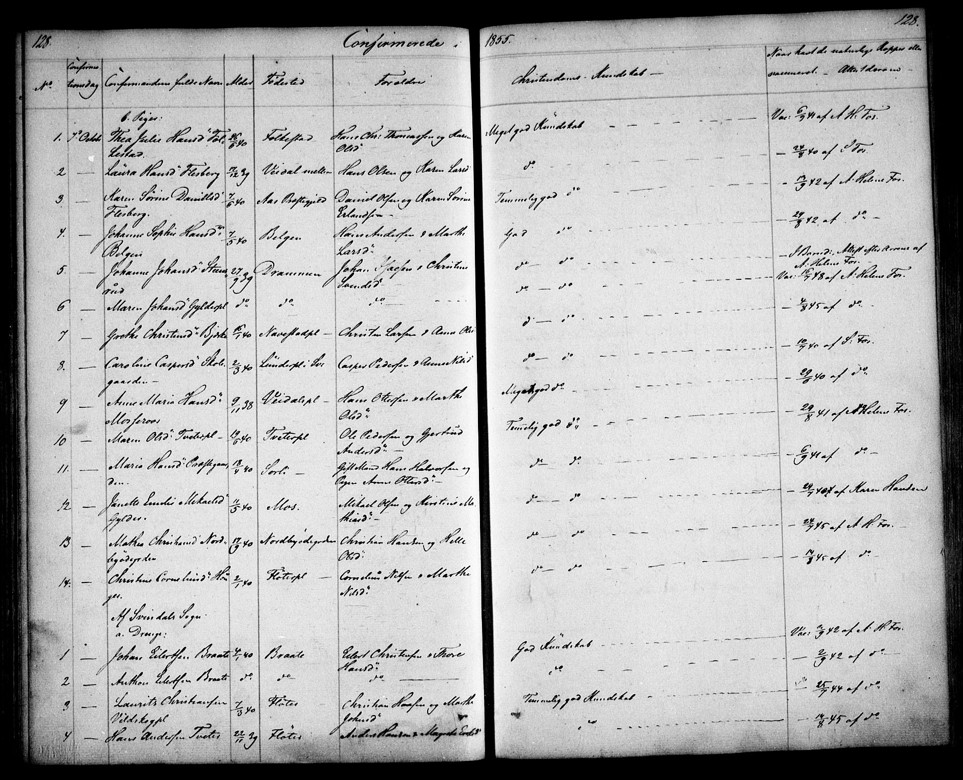 Våler prestekontor Kirkebøker, AV/SAO-A-11083/F/Fa/L0006: Parish register (official) no. I 6, 1840-1861, p. 128