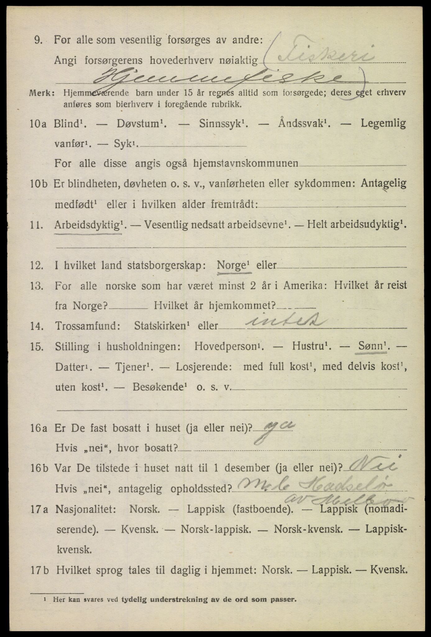 SAT, 1920 census for Hadsel, 1920, p. 5259