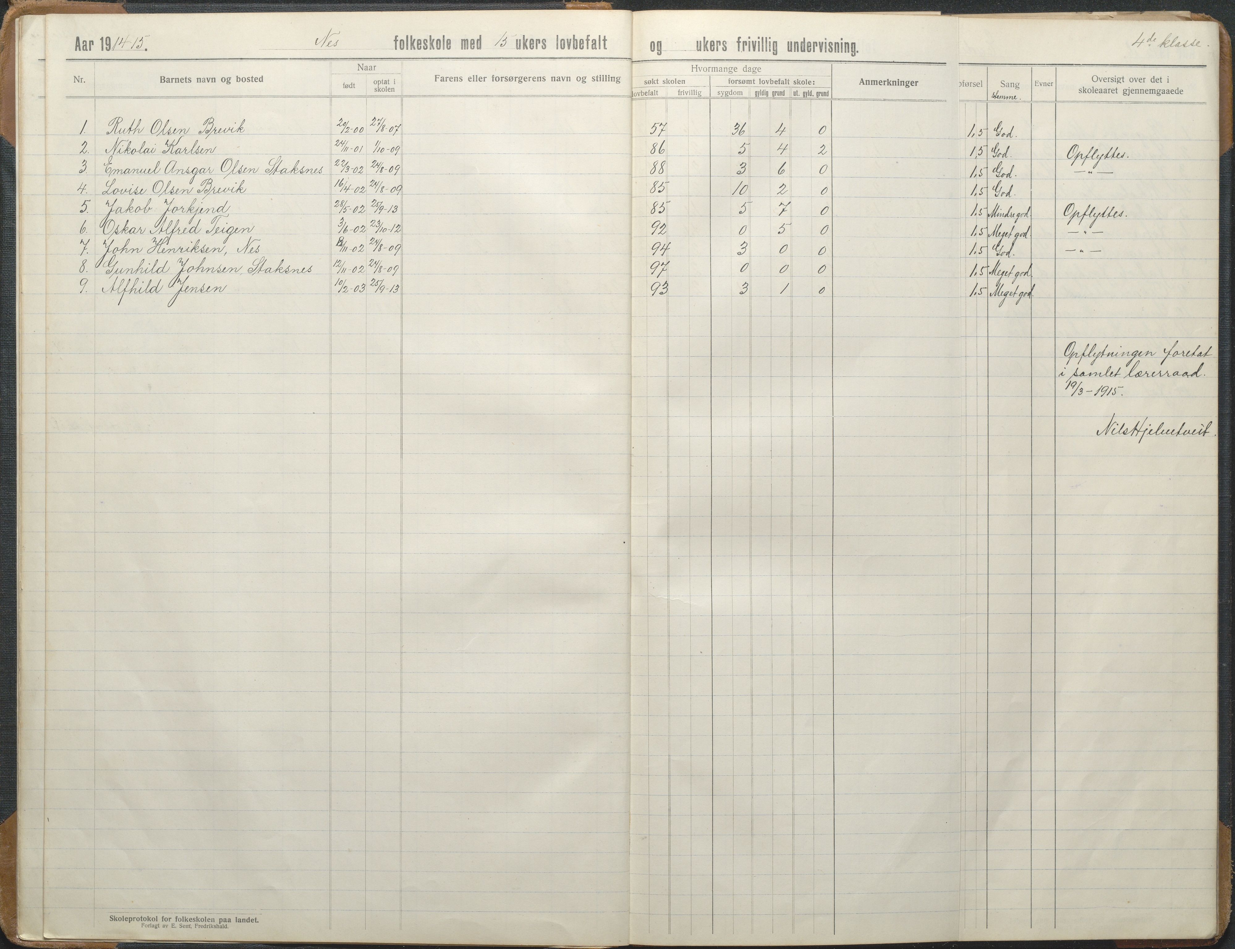 Stokken kommune, AAKS/KA0917-PK/04/04d/L0012: Skoleprotokoll, 1913-1938