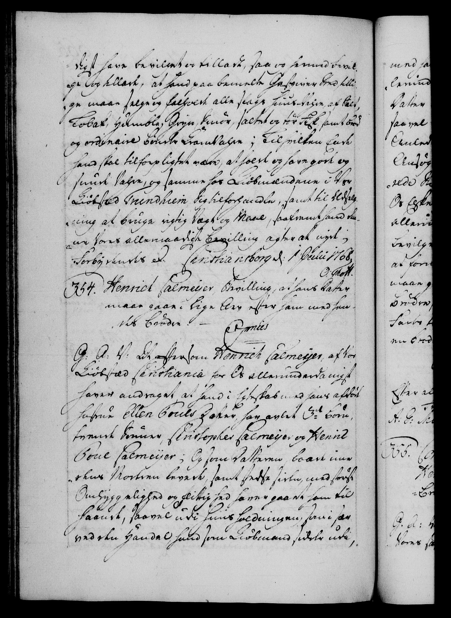 Danske Kanselli 1572-1799, AV/RA-EA-3023/F/Fc/Fca/Fcaa/L0043: Norske registre, 1766-1768, p. 665b