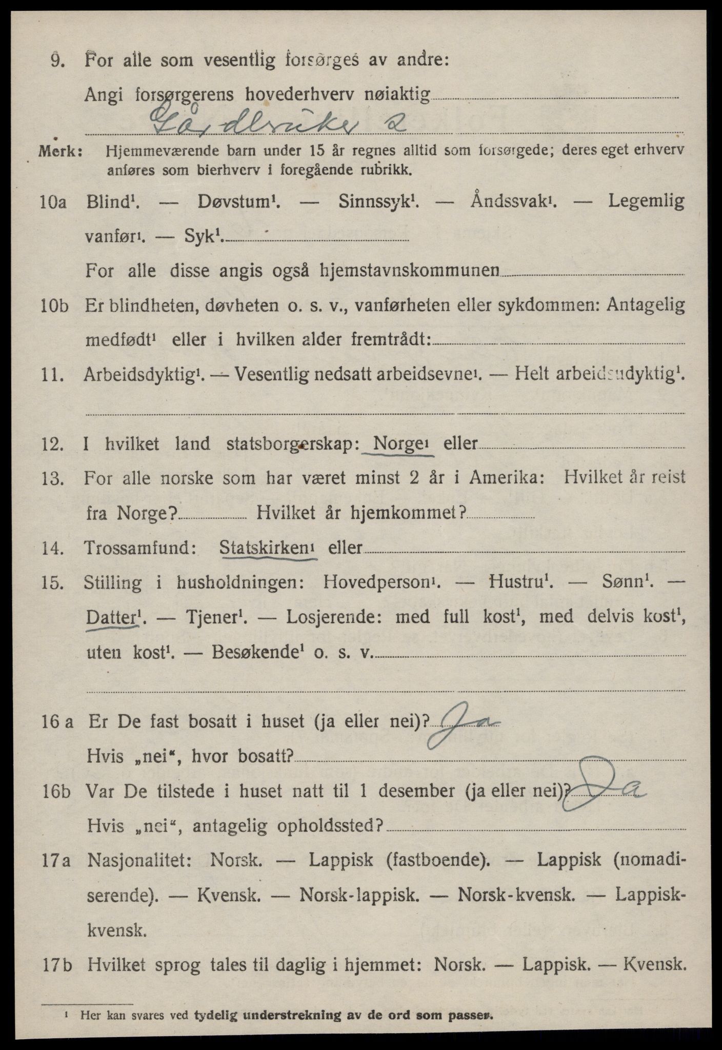 SAT, 1920 census for Klæbu, 1920, p. 897