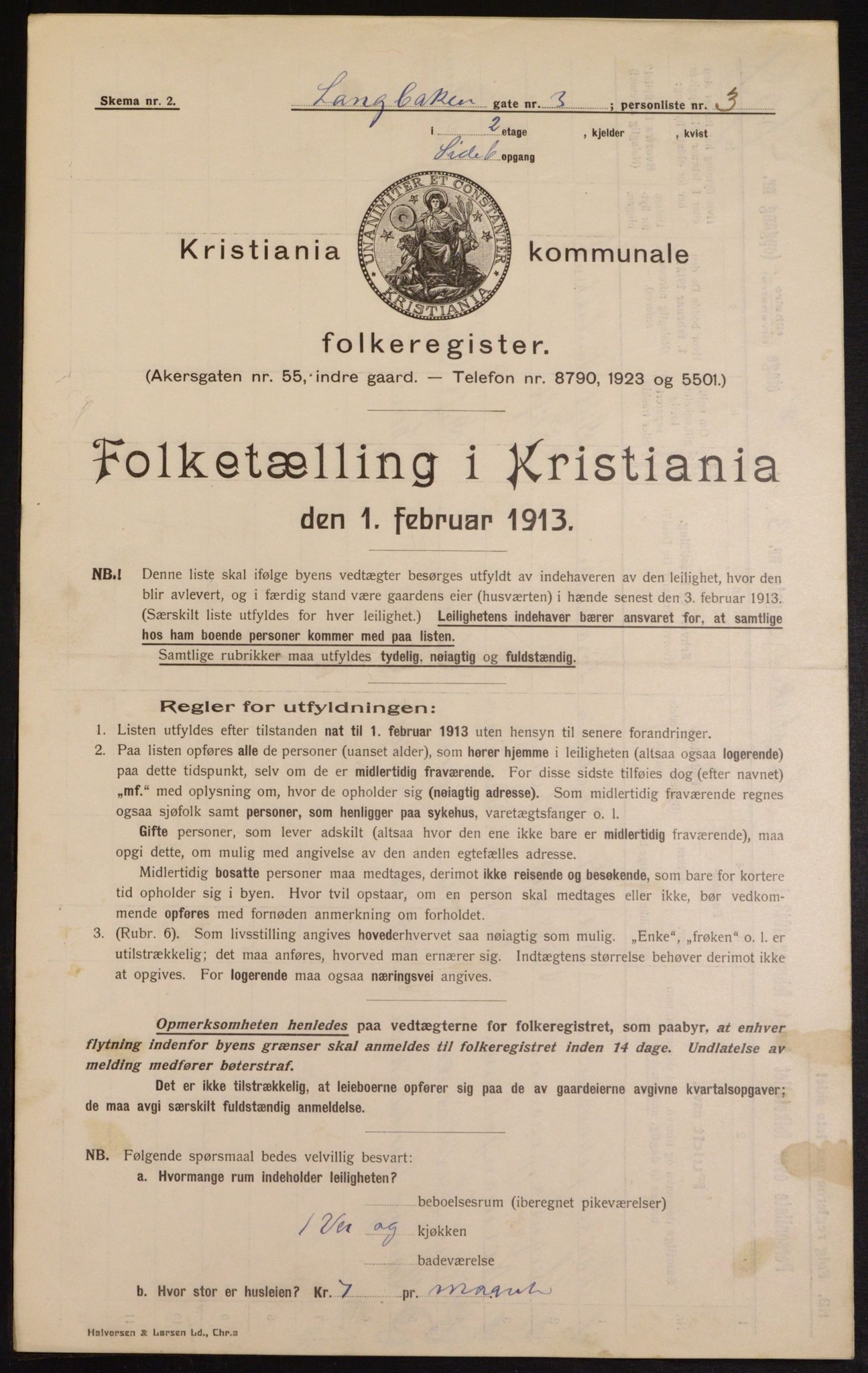 OBA, Municipal Census 1913 for Kristiania, 1913, p. 56036