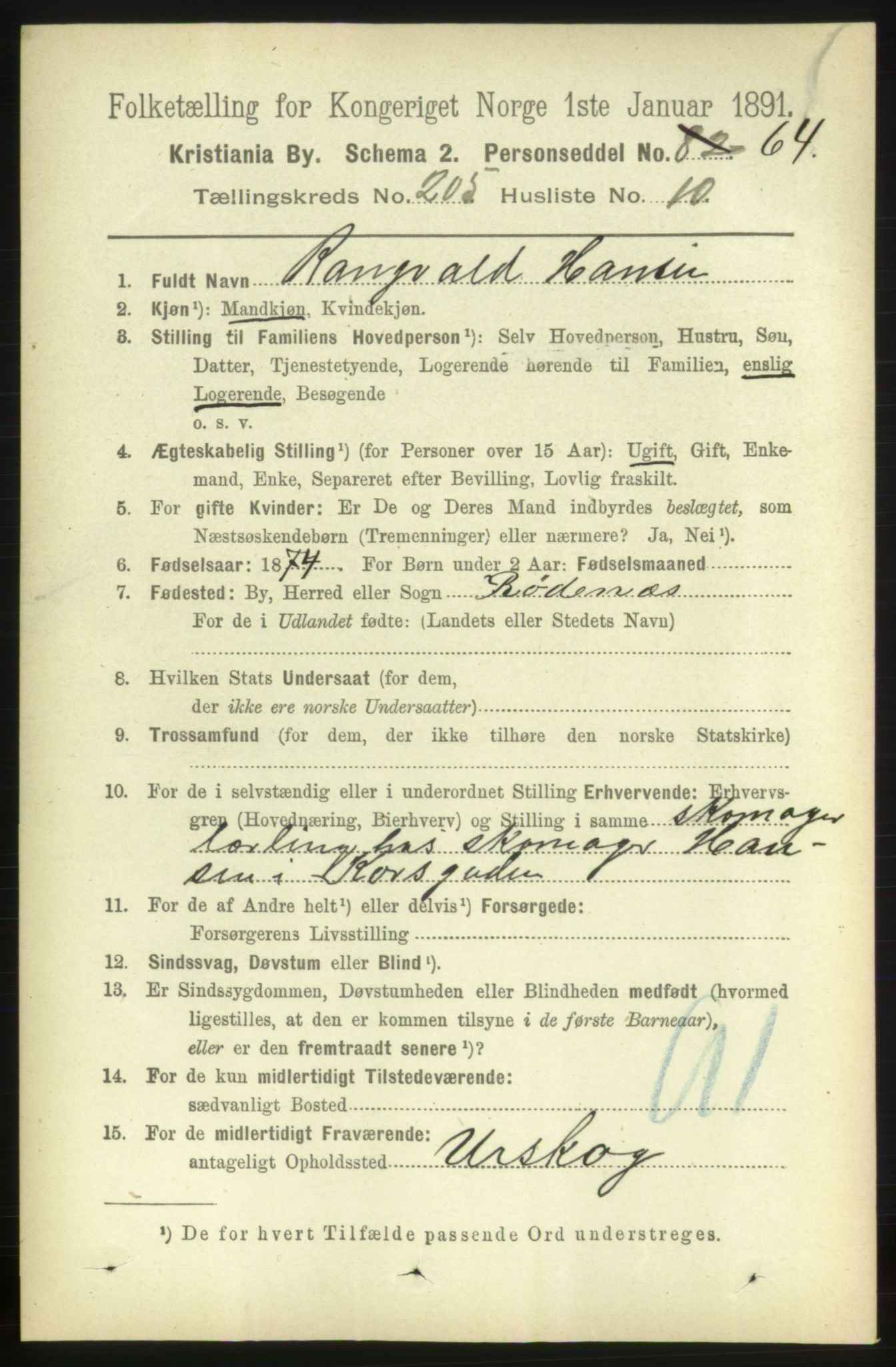 RA, 1891 census for 0301 Kristiania, 1891, p. 123687