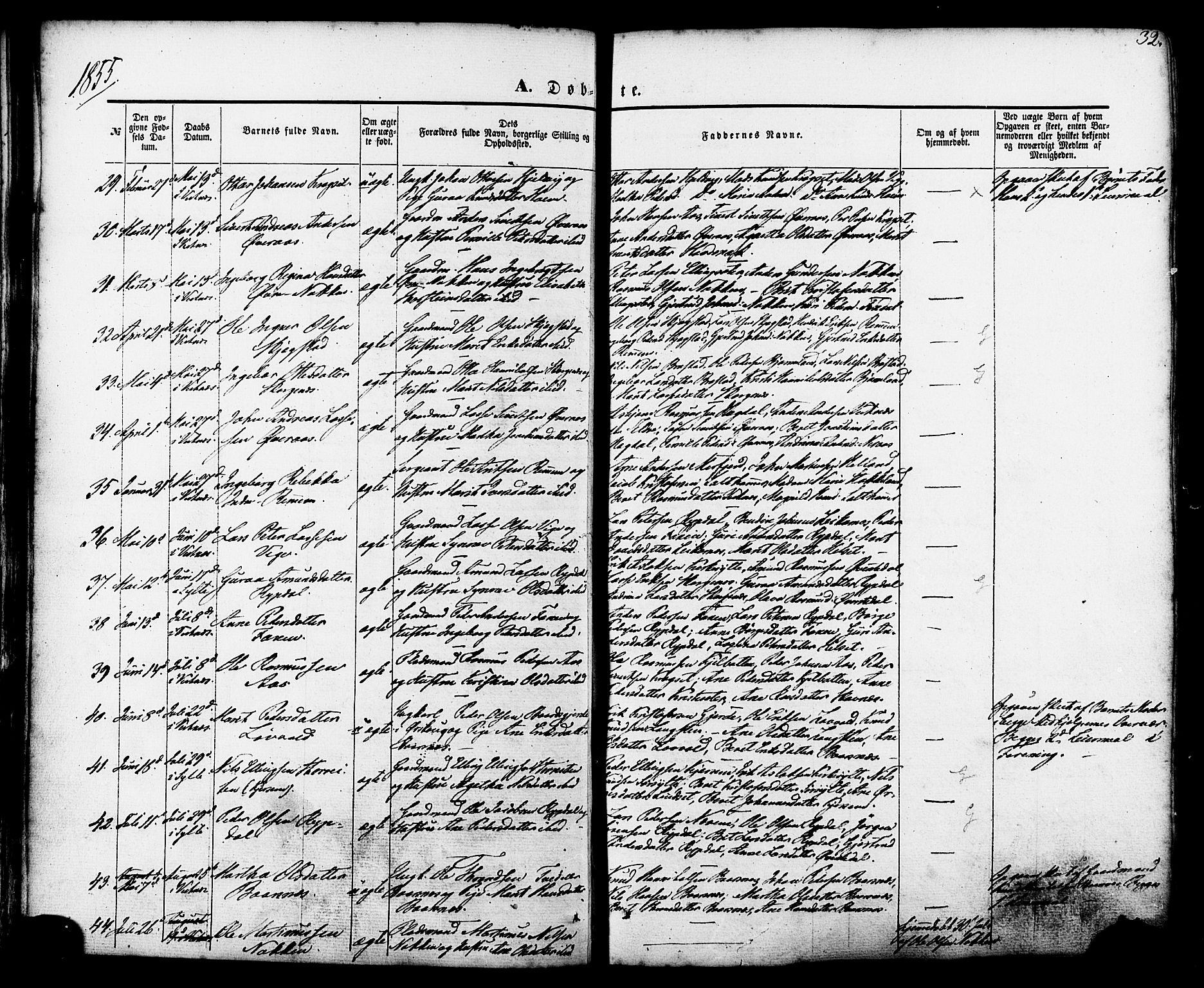 Ministerialprotokoller, klokkerbøker og fødselsregistre - Møre og Romsdal, SAT/A-1454/539/L0529: Parish register (official) no. 539A02, 1848-1872, p. 32