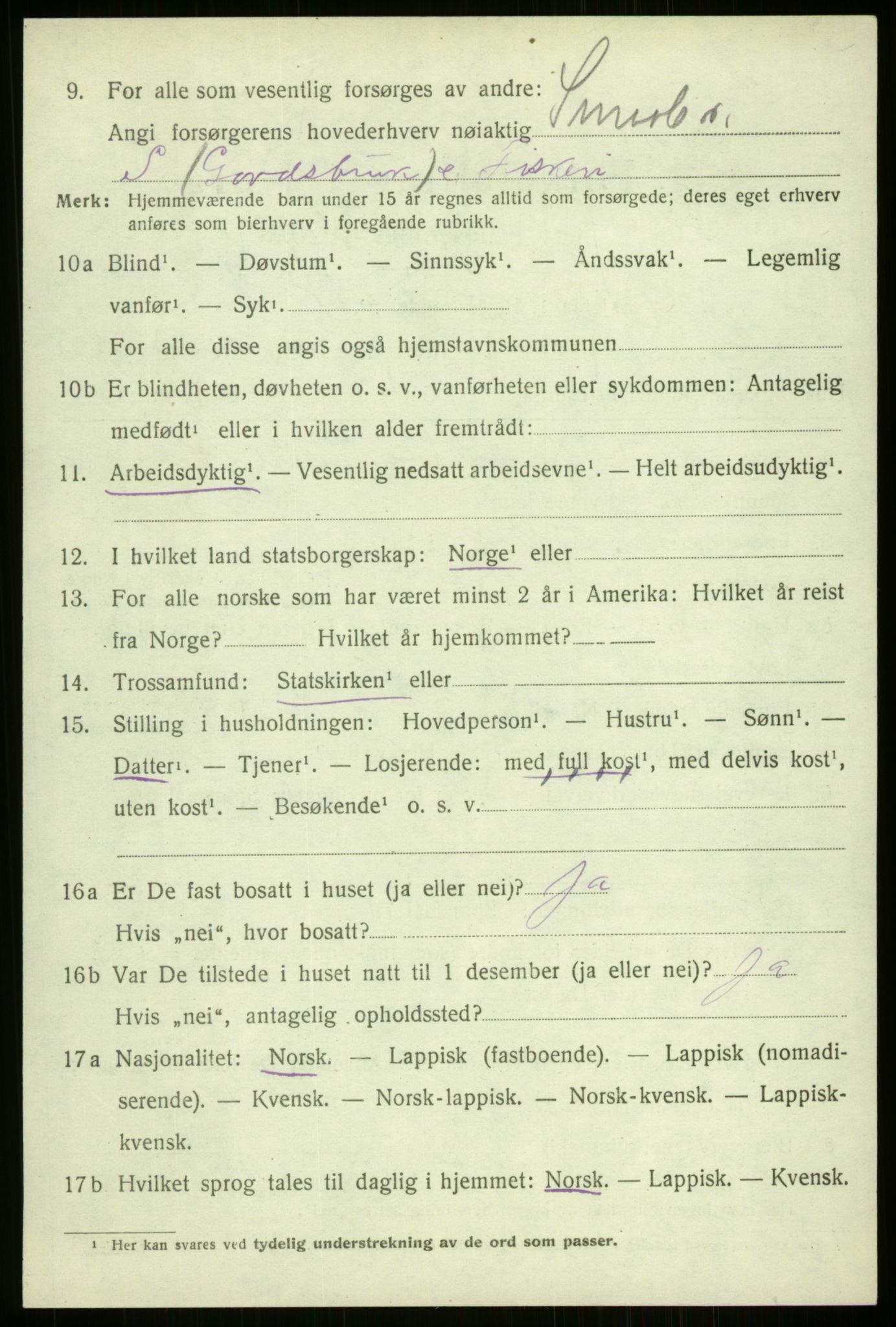 SATØ, 1920 census for Kvæfjord, 1920, p. 1712