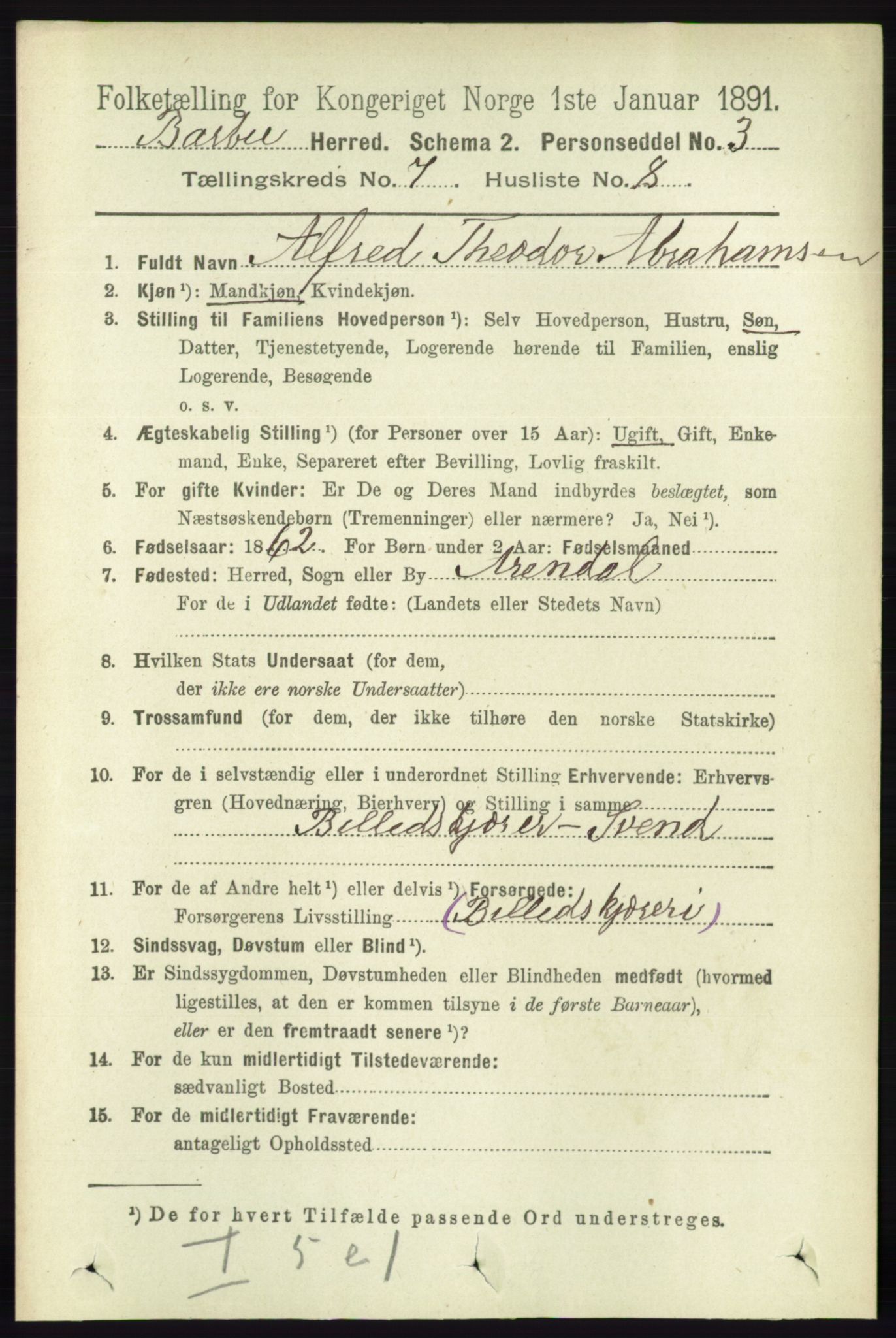 RA, 1891 census for 0990 Barbu, 1891, p. 5091