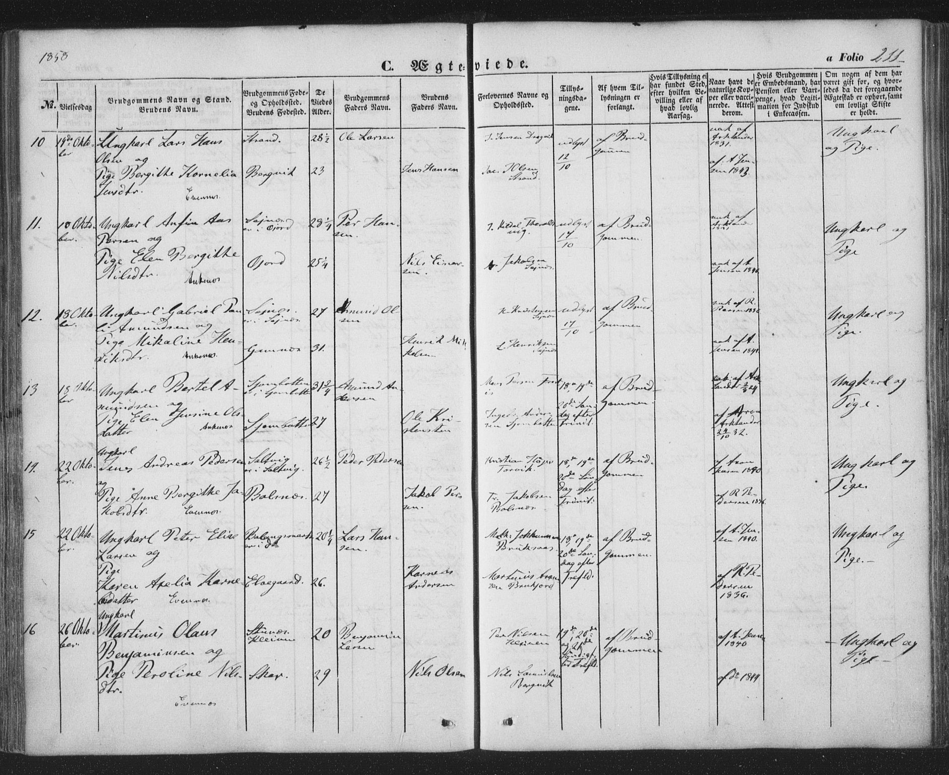 Ministerialprotokoller, klokkerbøker og fødselsregistre - Nordland, SAT/A-1459/863/L0895: Parish register (official) no. 863A07, 1851-1860, p. 211