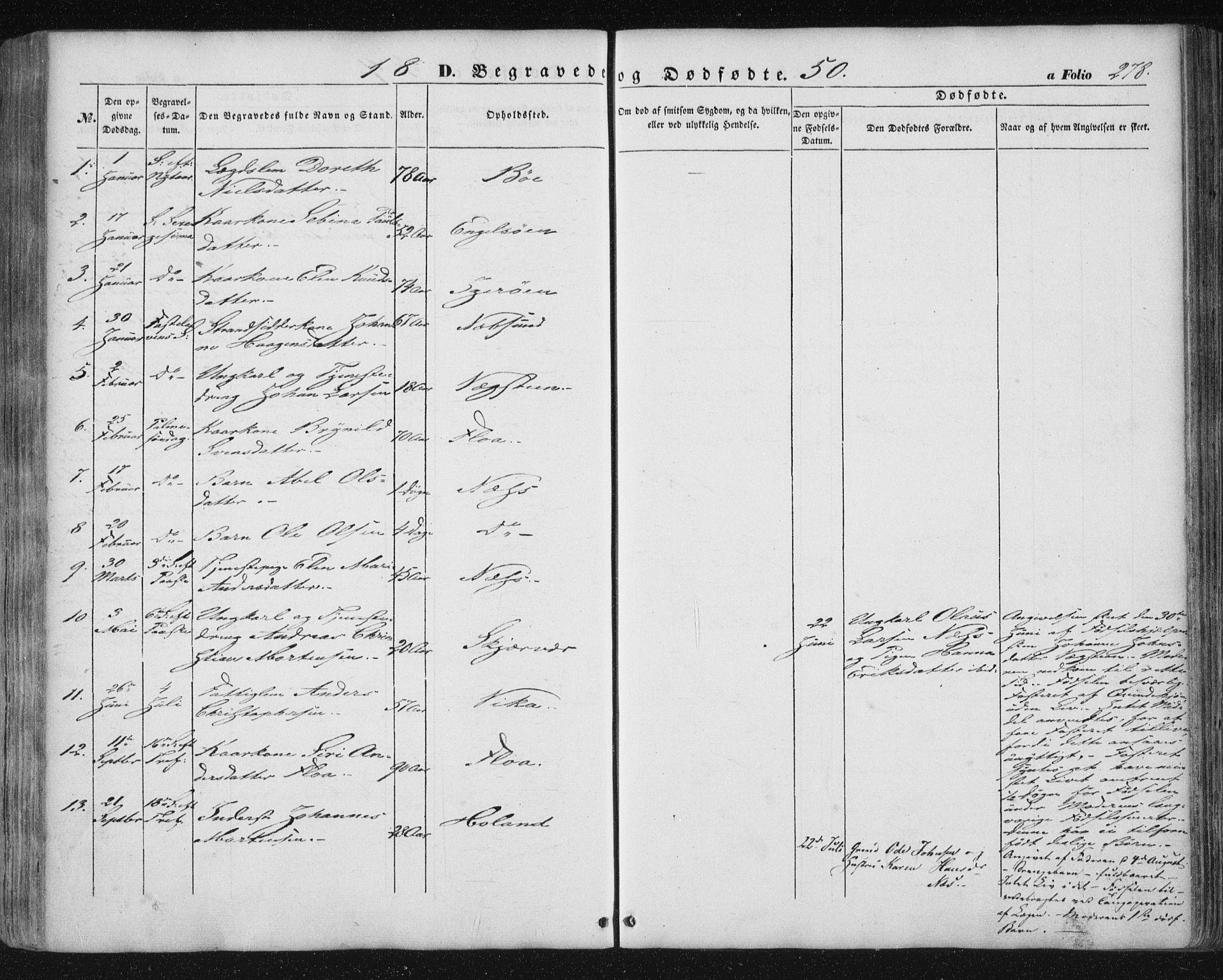 Ministerialprotokoller, klokkerbøker og fødselsregistre - Nordland, AV/SAT-A-1459/816/L0240: Parish register (official) no. 816A06, 1846-1870, p. 278