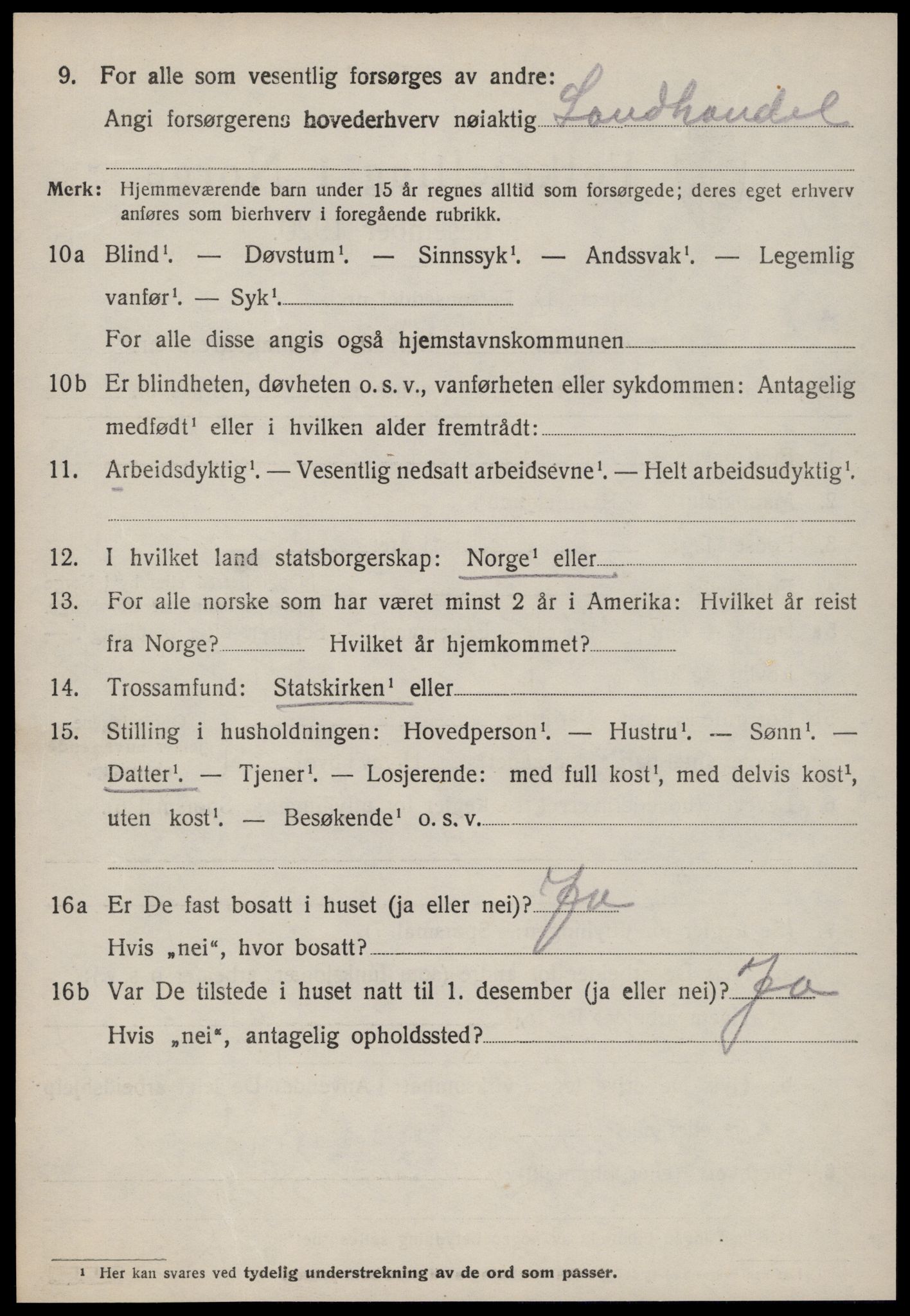 SAT, 1920 census for Vatne, 1920, p. 2421