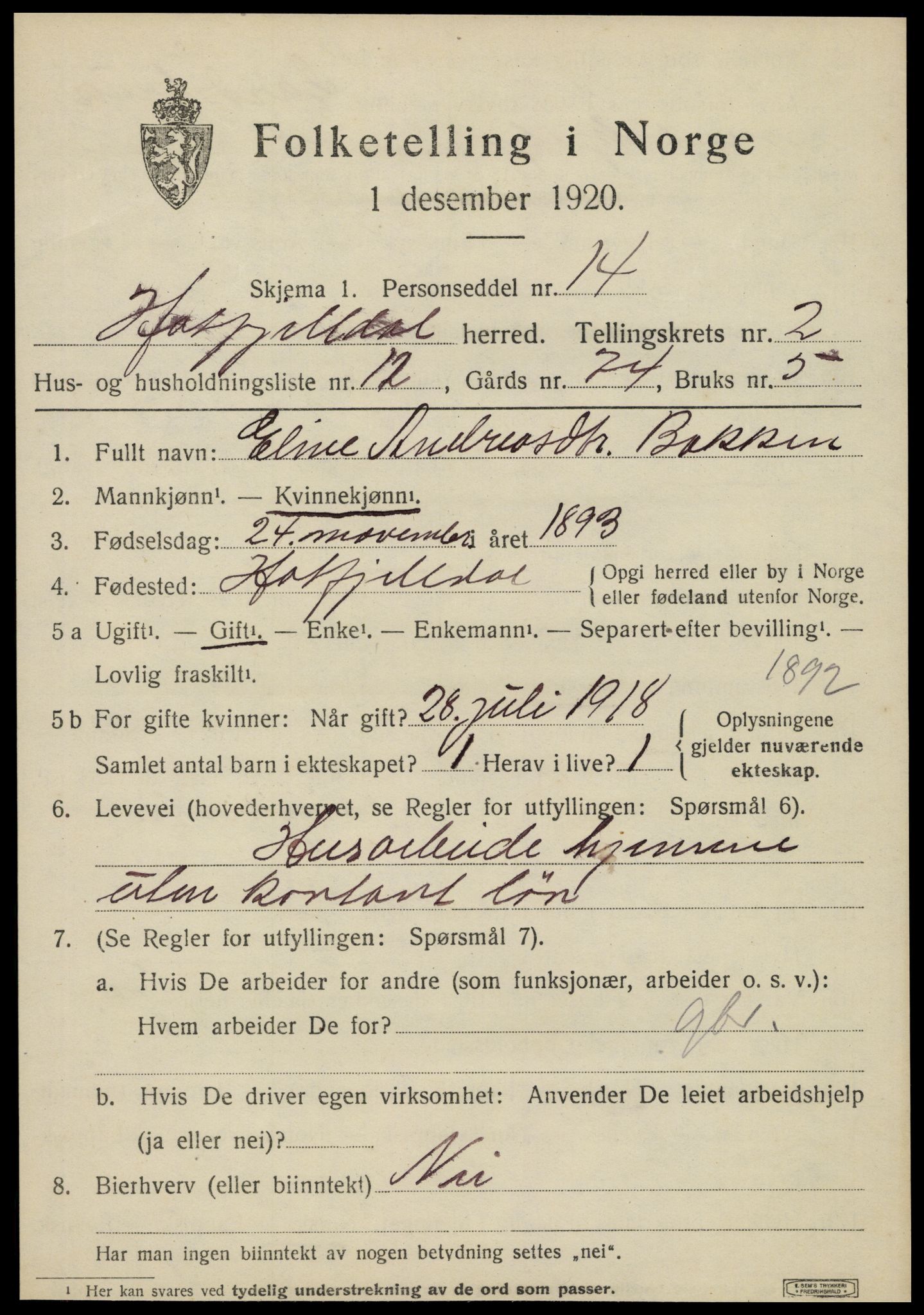 SAT, 1920 census for Hattfjelldal, 1920, p. 776