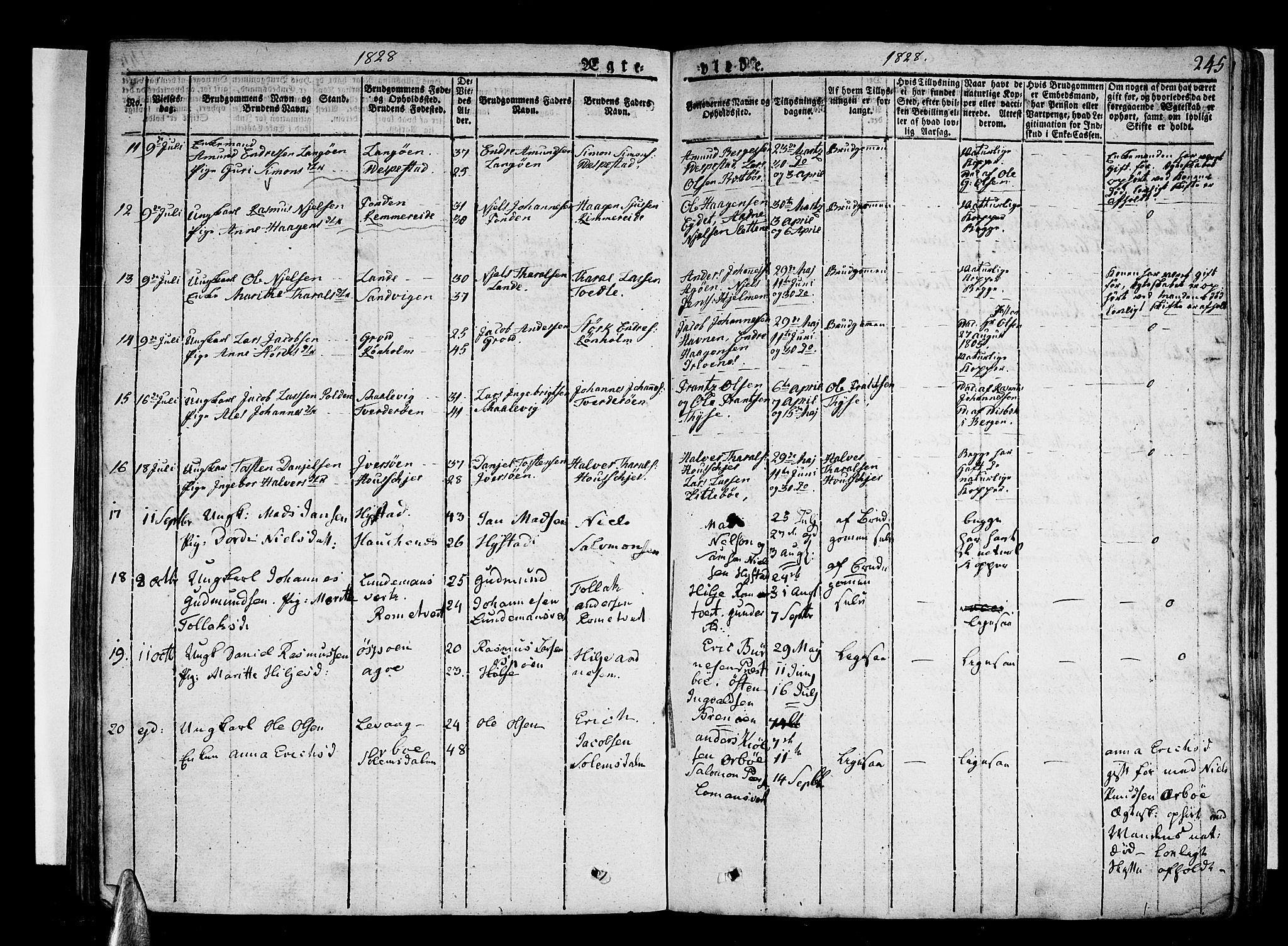Stord sokneprestembete, SAB/A-78201/H/Haa: Parish register (official) no. A 6, 1826-1840, p. 245