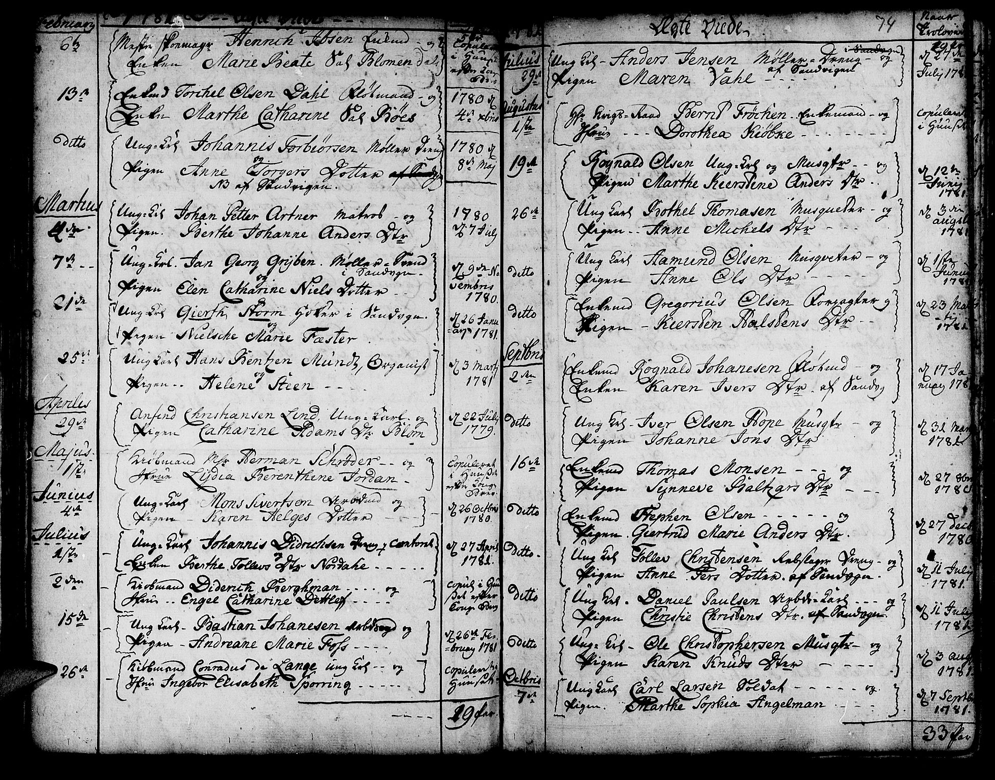 Korskirken sokneprestembete, SAB/A-76101/H/Haa/L0009: Parish register (official) no. A 9, 1743-1861, p. 74