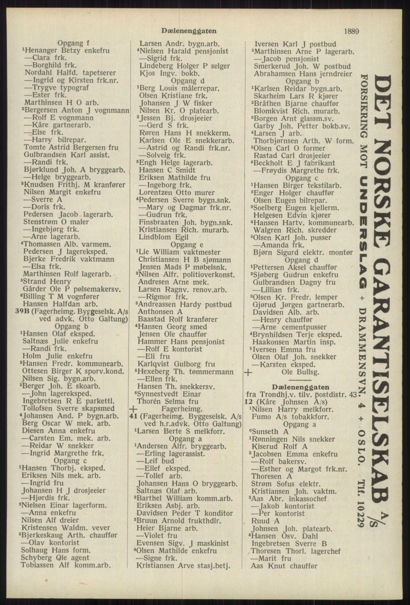 Kristiania/Oslo adressebok, PUBL/-, 1939, p. 1889