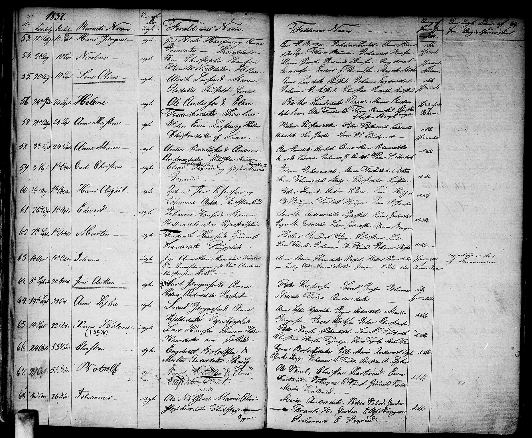 Vestby prestekontor Kirkebøker, AV/SAO-A-10893/F/Fa/L0006: Parish register (official) no. I 6, 1827-1849, p. 69