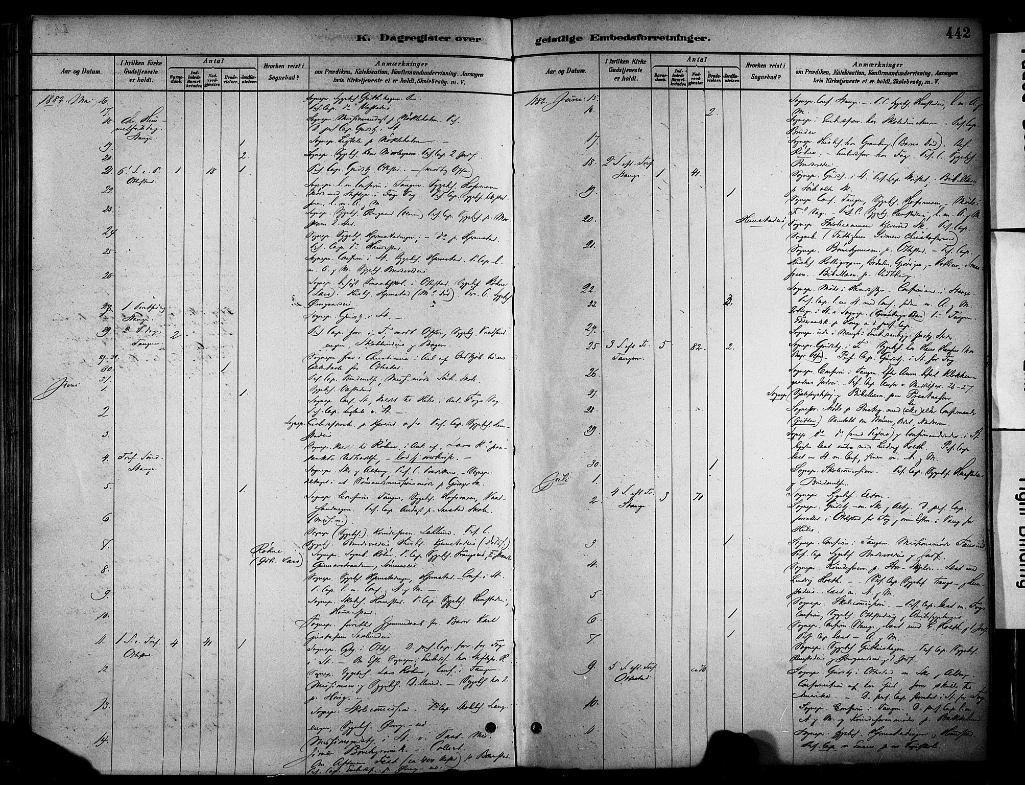 Stange prestekontor, AV/SAH-PREST-002/K/L0017: Parish register (official) no. 17, 1880-1893, p. 442