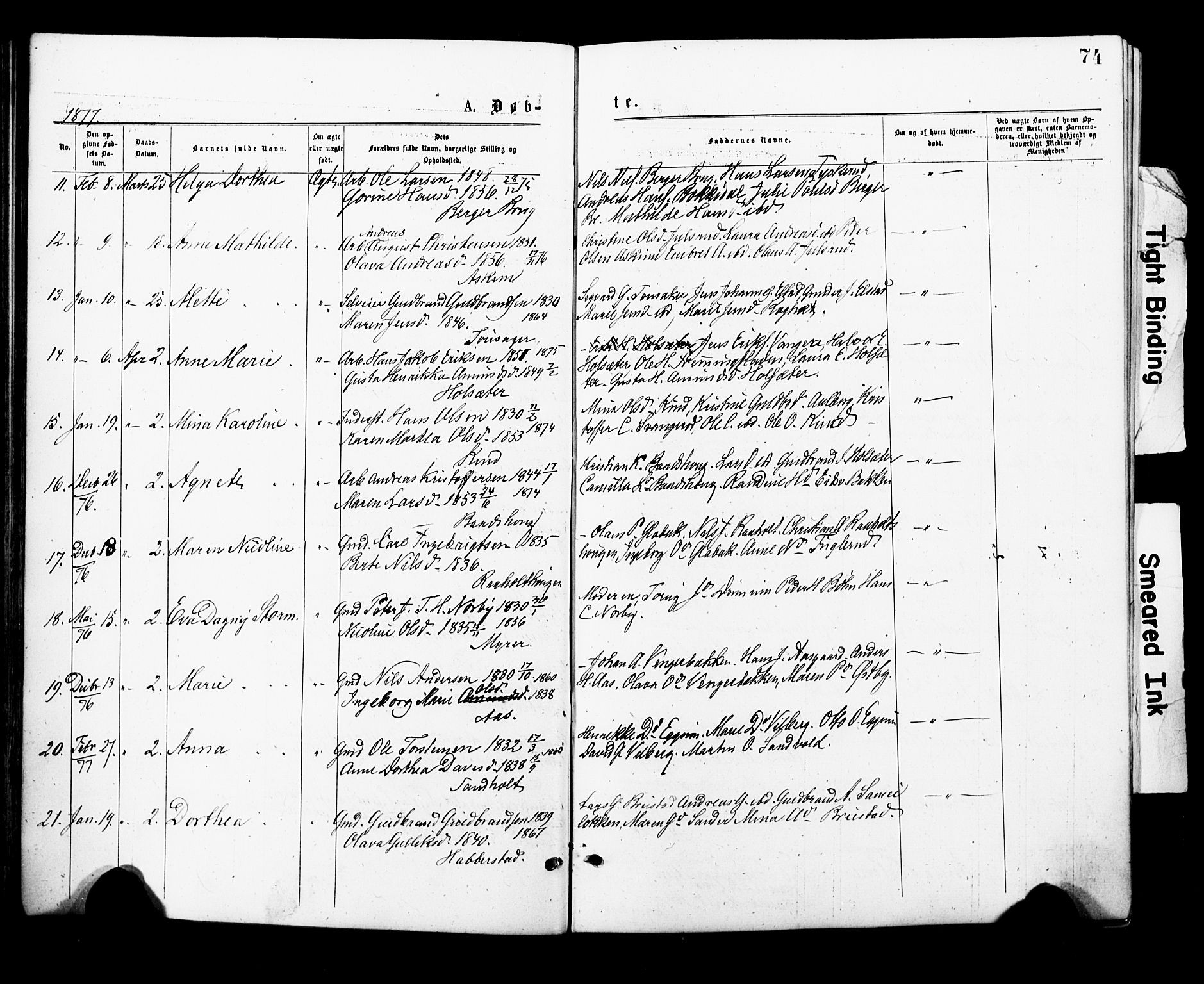 Eidsvoll prestekontor Kirkebøker, AV/SAO-A-10888/F/Fa/L0001: Parish register (official) no. I 1, 1877-1881, p. 74