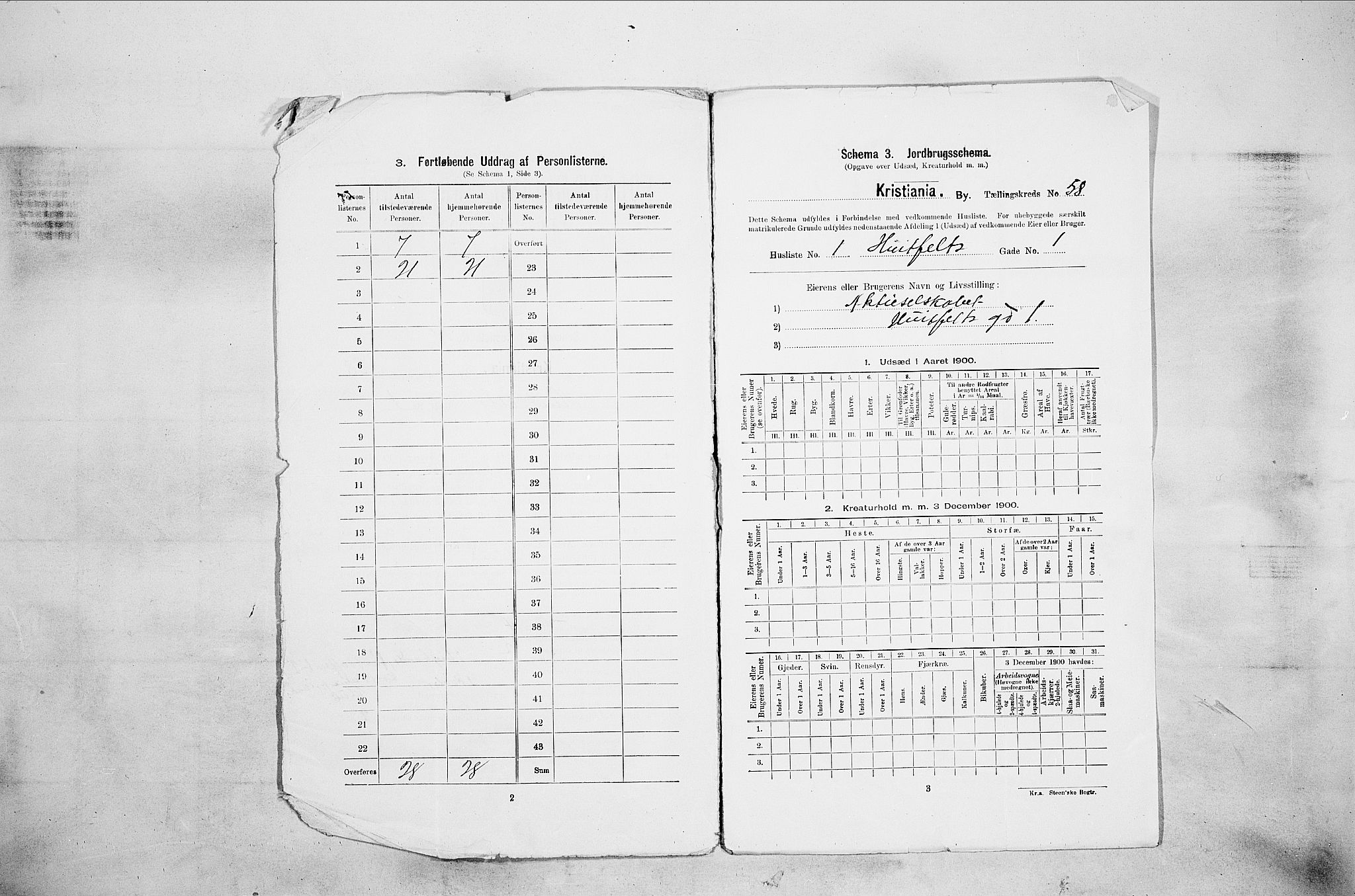 SAO, 1900 census for Kristiania, 1900, p. 39108