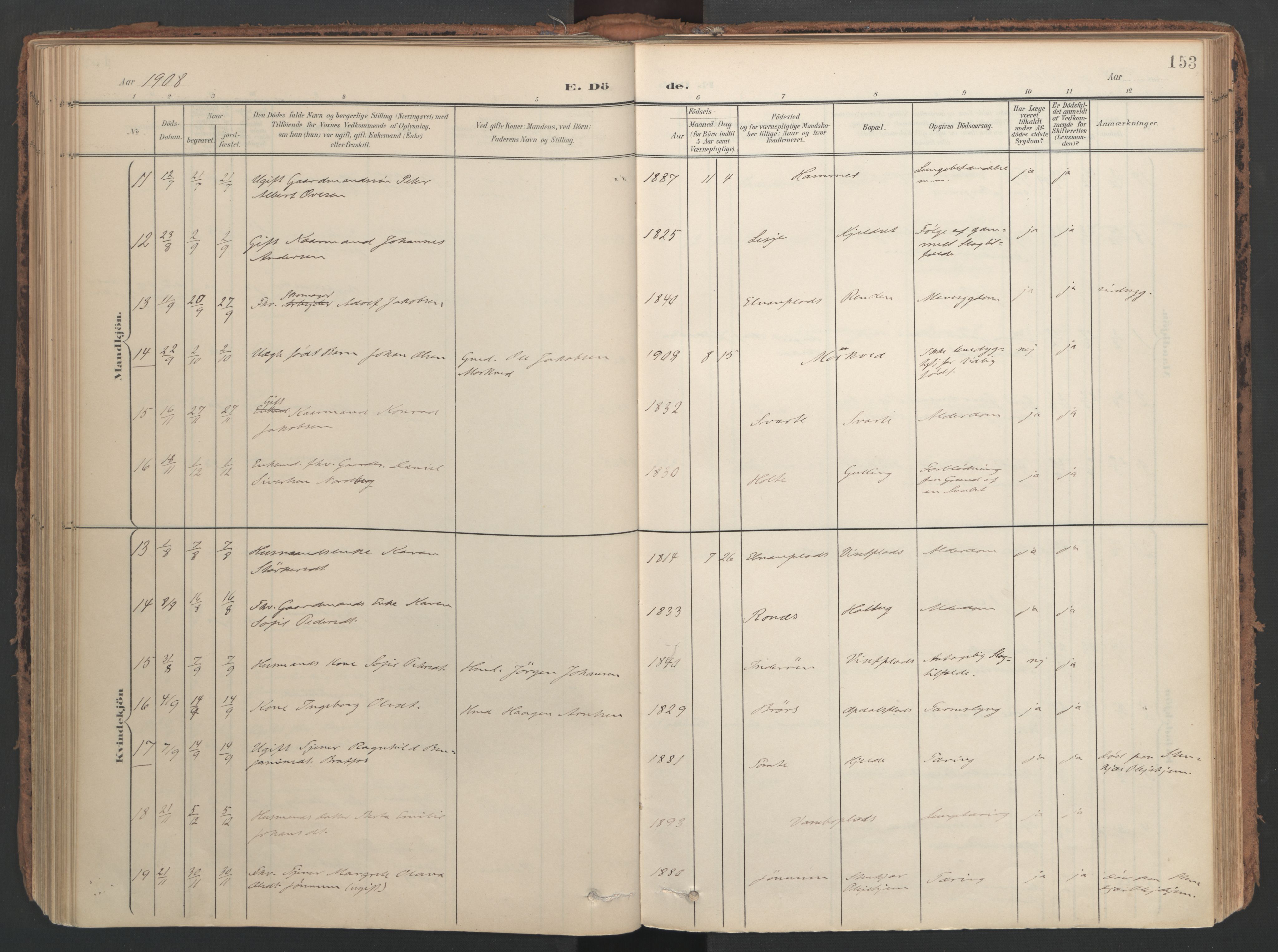 Ministerialprotokoller, klokkerbøker og fødselsregistre - Nord-Trøndelag, SAT/A-1458/741/L0397: Parish register (official) no. 741A11, 1901-1911, p. 153