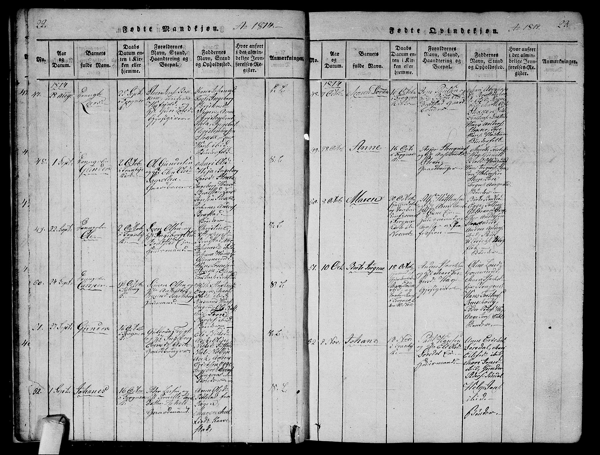 Lier kirkebøker, AV/SAKO-A-230/G/Ga/L0001: Parish register (copy) no. I 1, 1813-1824, p. 22-23