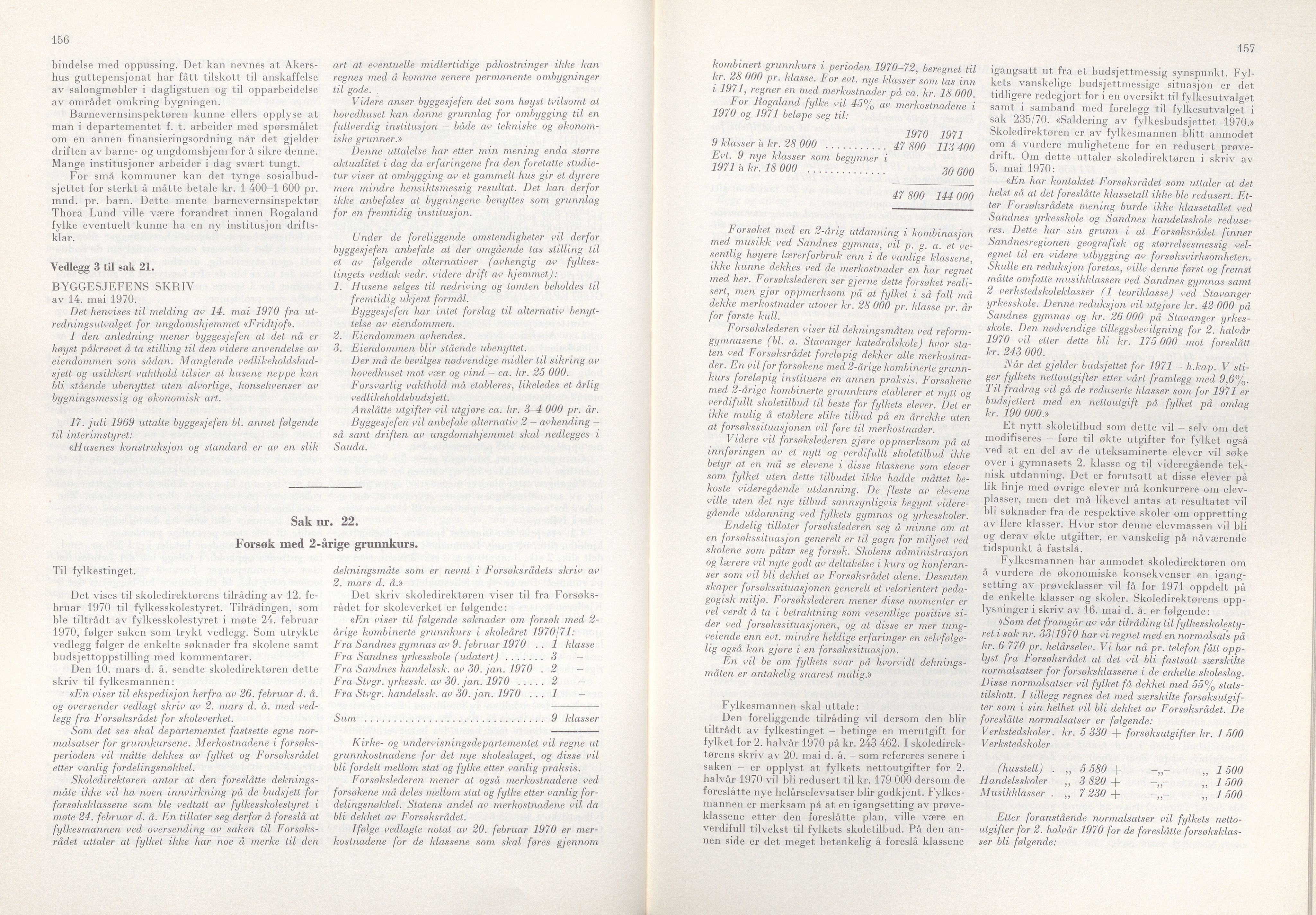 Rogaland fylkeskommune - Fylkesrådmannen , IKAR/A-900/A/Aa/Aaa/L0090: Møtebok , 1970, p. 156-157