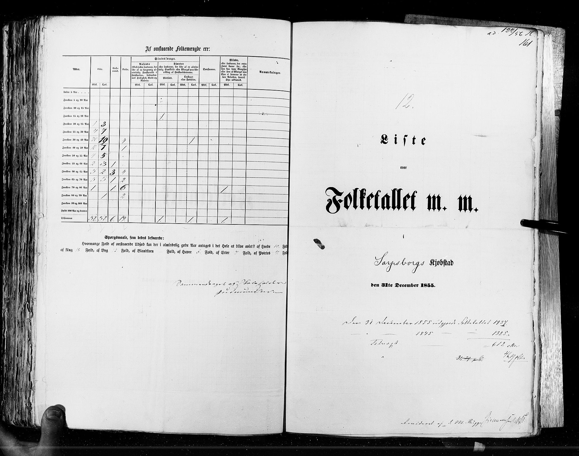 RA, Census 1855, vol. 7: Fredrikshald-Kragerø, 1855, p. 161