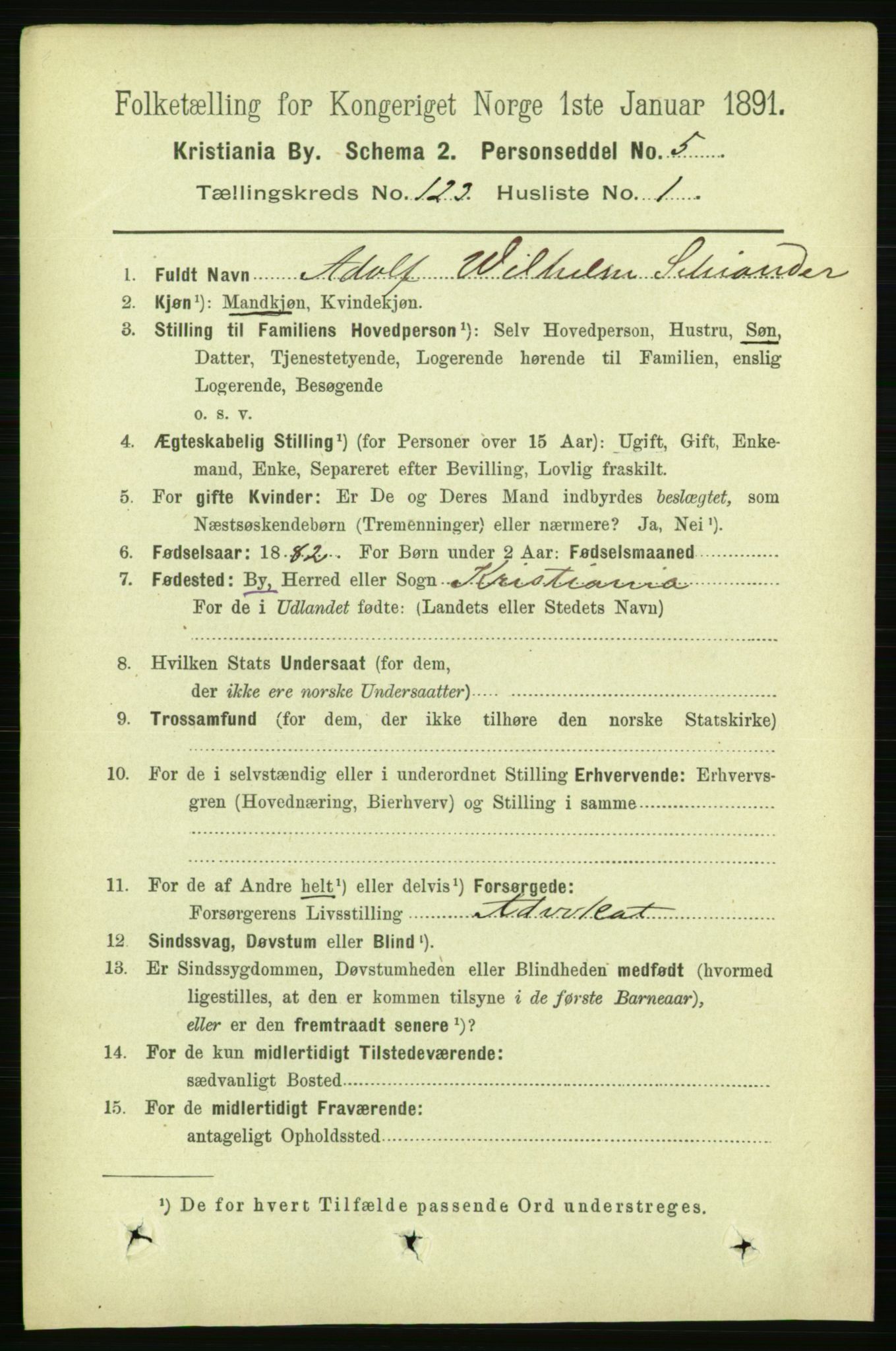 RA, 1891 census for 0301 Kristiania, 1891, p. 65110