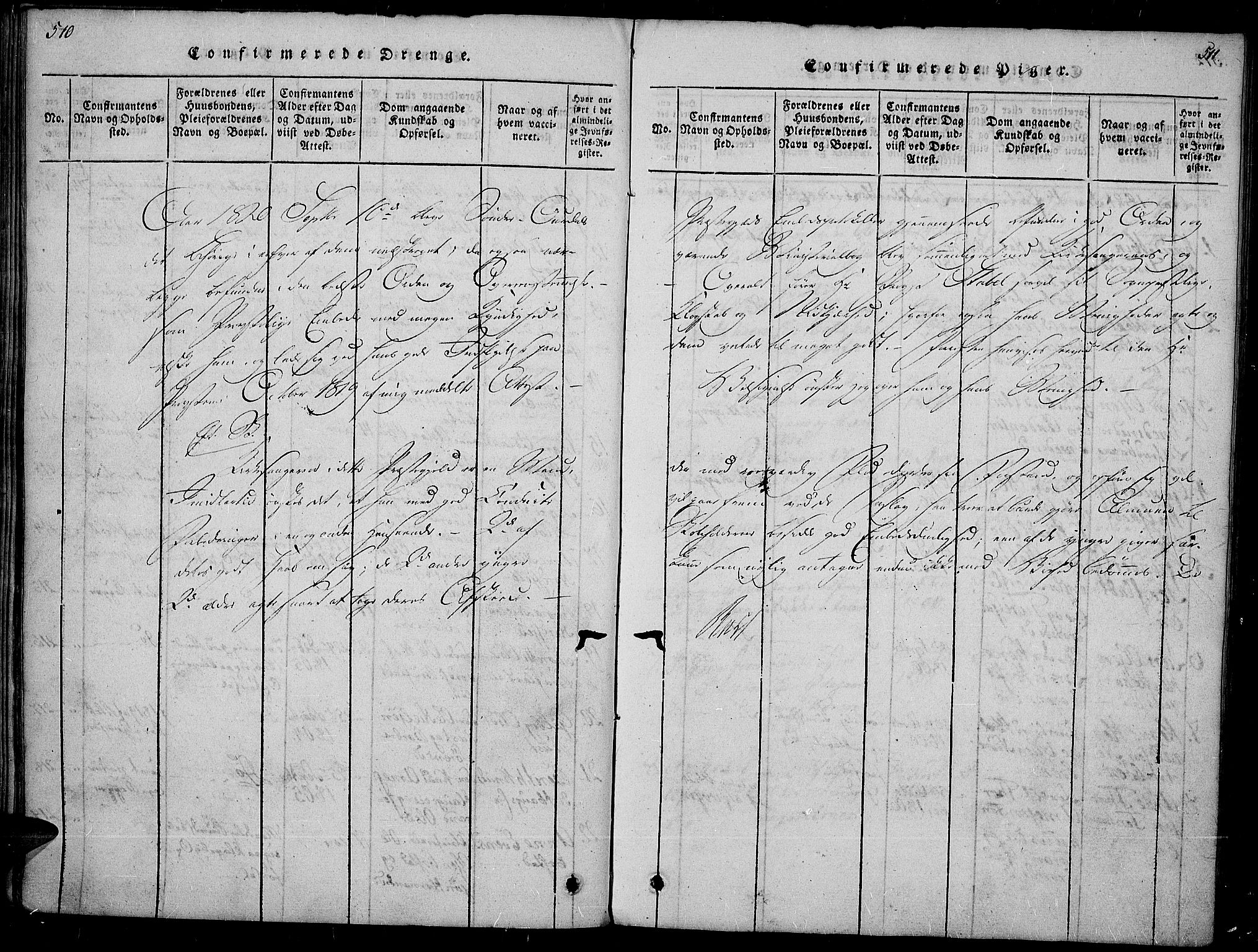Sør-Aurdal prestekontor, SAH/PREST-128/H/Ha/Haa/L0002: Parish register (official) no. 2, 1815-1840, p. 510-511
