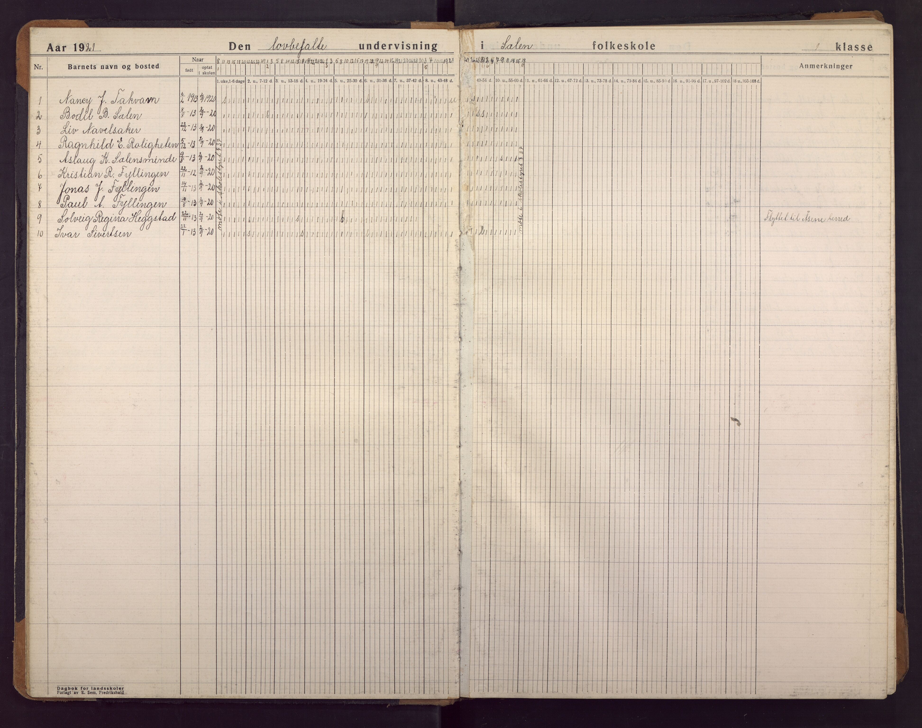 Sælen skole, BBA/A-4076/G/Ga/L0003: Dagbok, 1919-1951