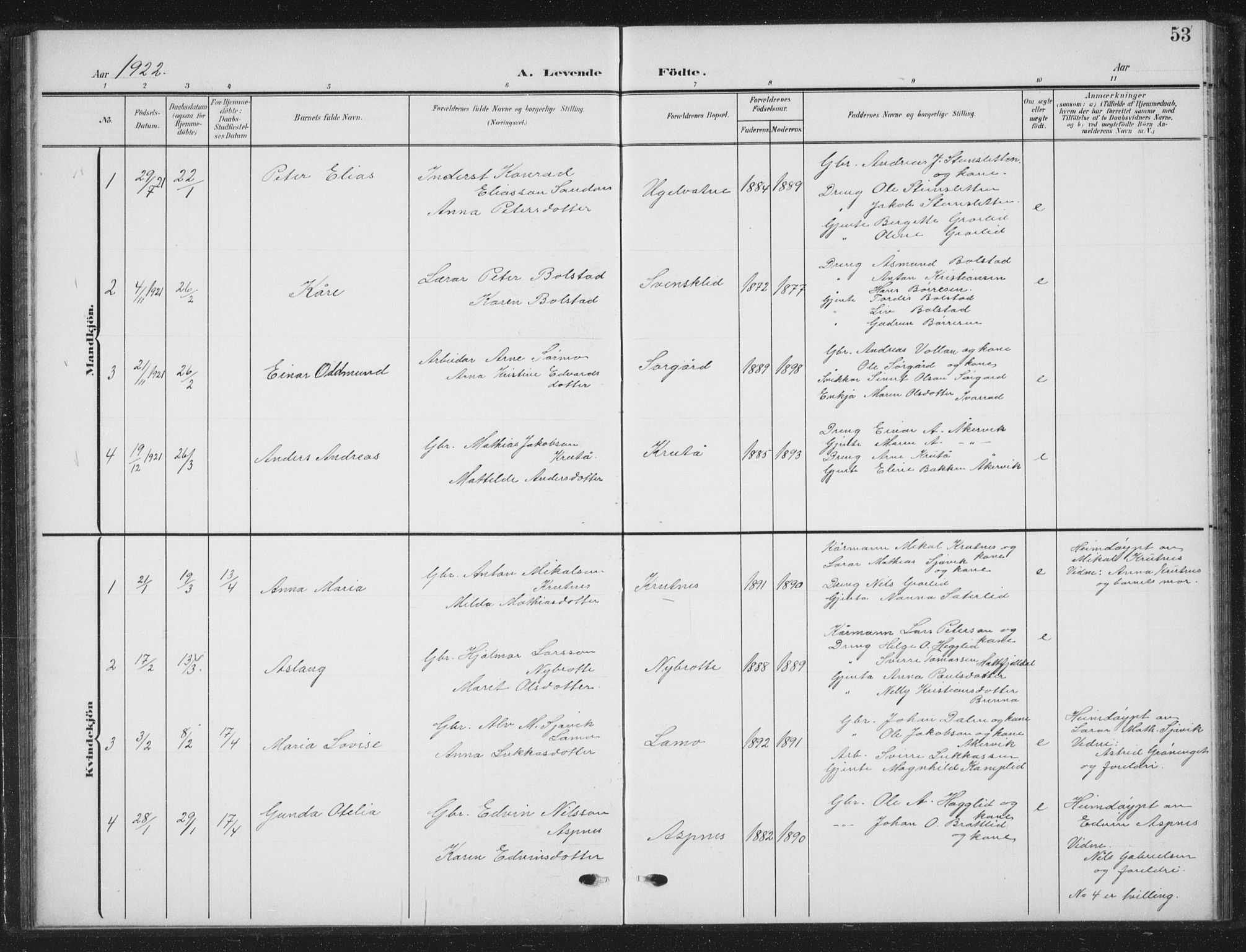 Ministerialprotokoller, klokkerbøker og fødselsregistre - Nordland, AV/SAT-A-1459/823/L0331: Parish register (copy) no. 823C03, 1905-1934, p. 53