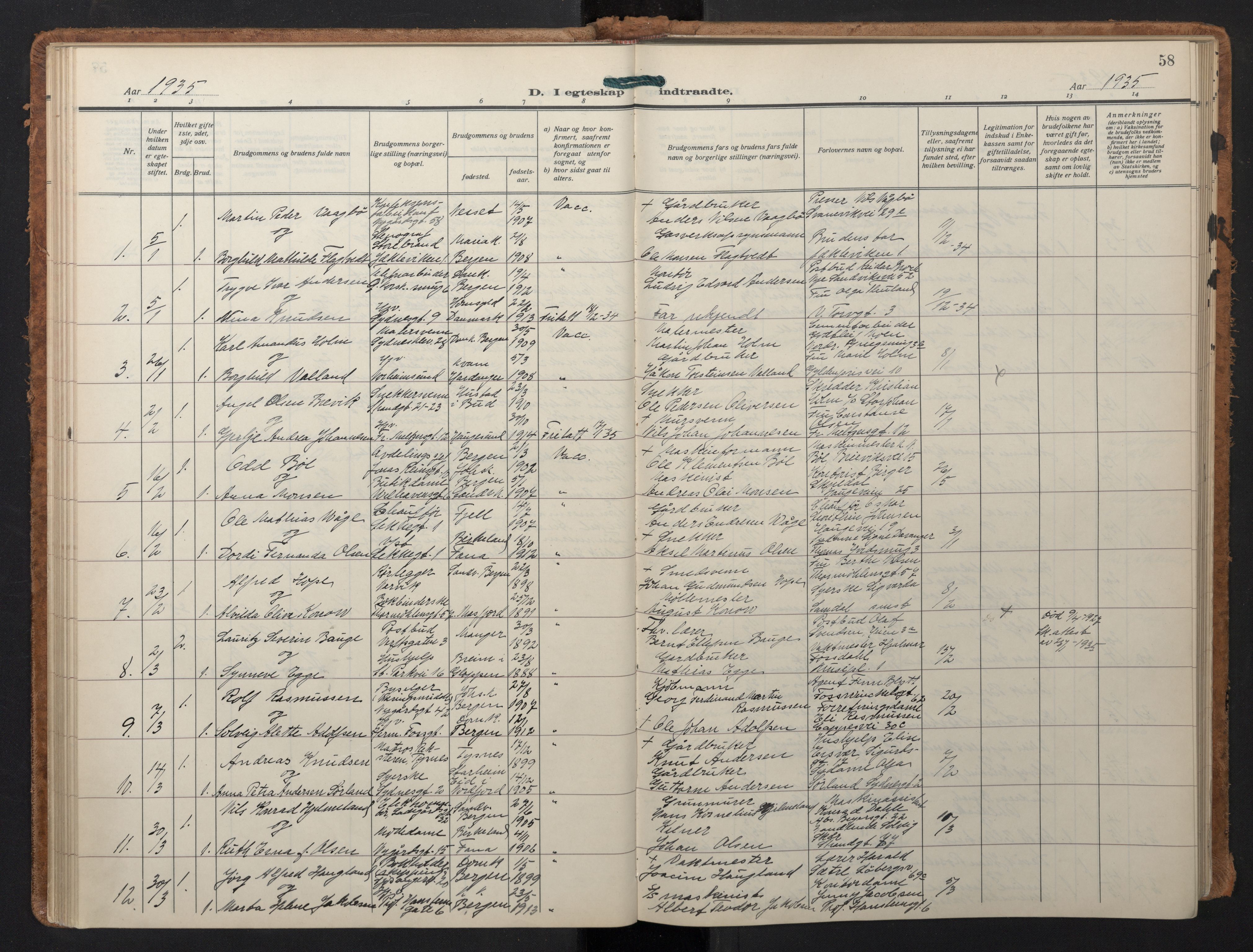 Johanneskirken sokneprestembete, SAB/A-76001/H/Hab: Parish register (copy) no. C 3, 1929-1949, p. 57b-58a