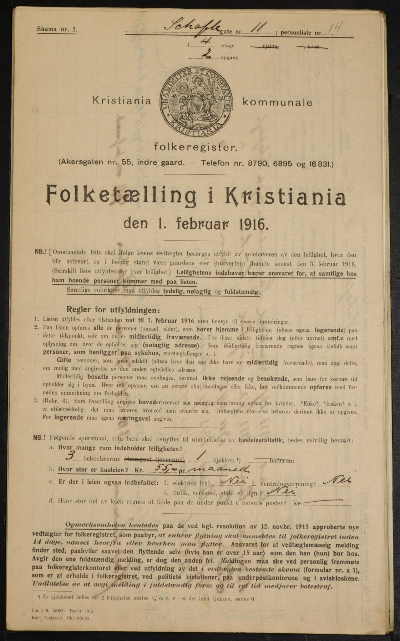 OBA, Municipal Census 1916 for Kristiania, 1916, p. 91582