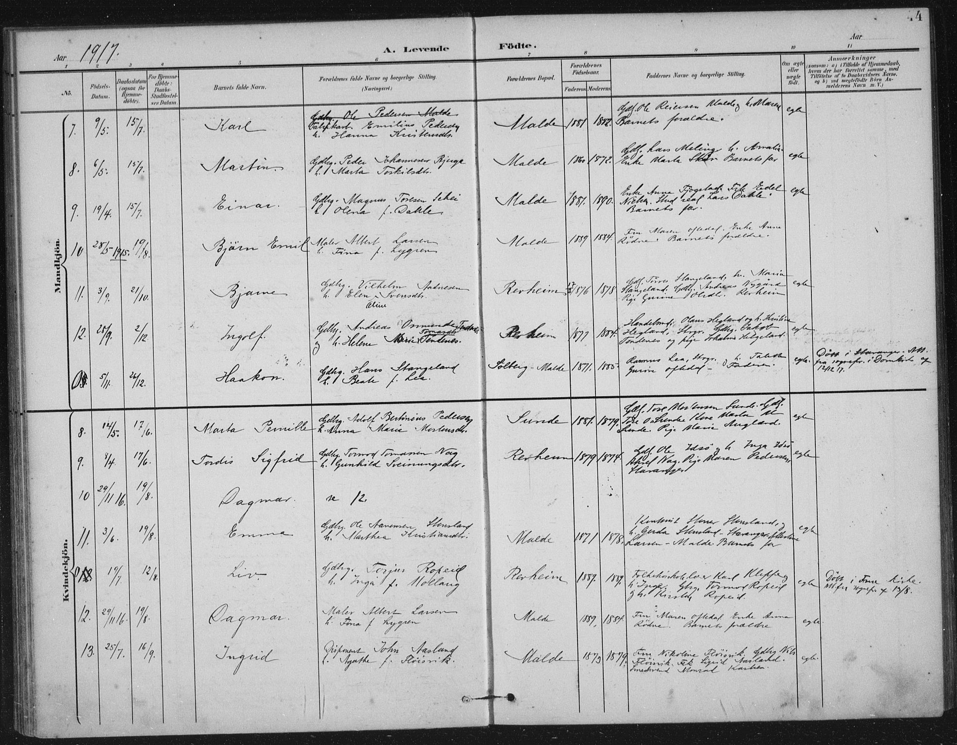 Håland sokneprestkontor, AV/SAST-A-101802/002/B/L0001: Parish register (official) no. A 13, 1901-1923, p. 44